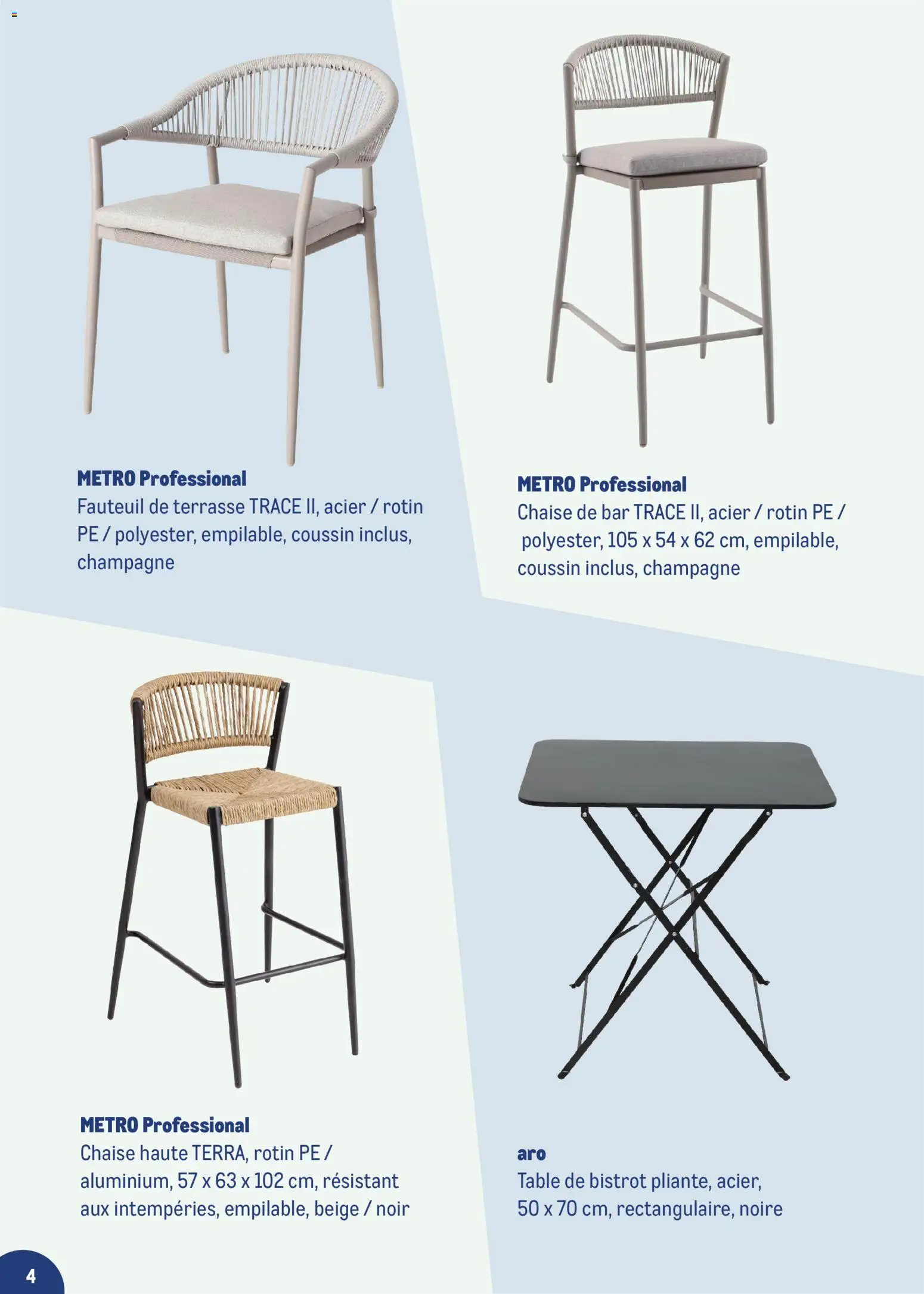 {H1} | Page: 4 | Produits: Table de bistrot, Fauteuil, Table, Chaise de bar