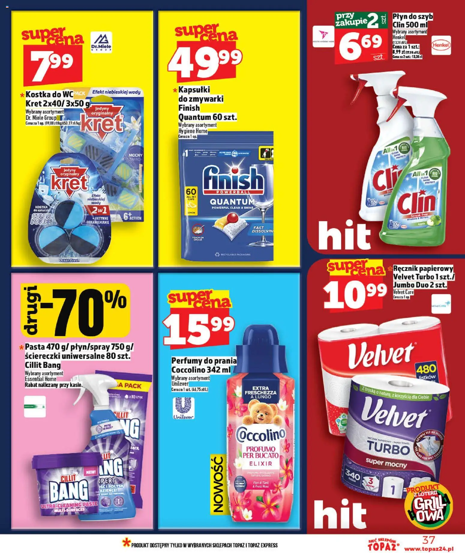 Topaz gazetka - MAZ od 07.05.2026 | Strona: 37 | Produkty: Płyn do szyb Clin, Coccolino, Perfumy, Ręcznik papierowy