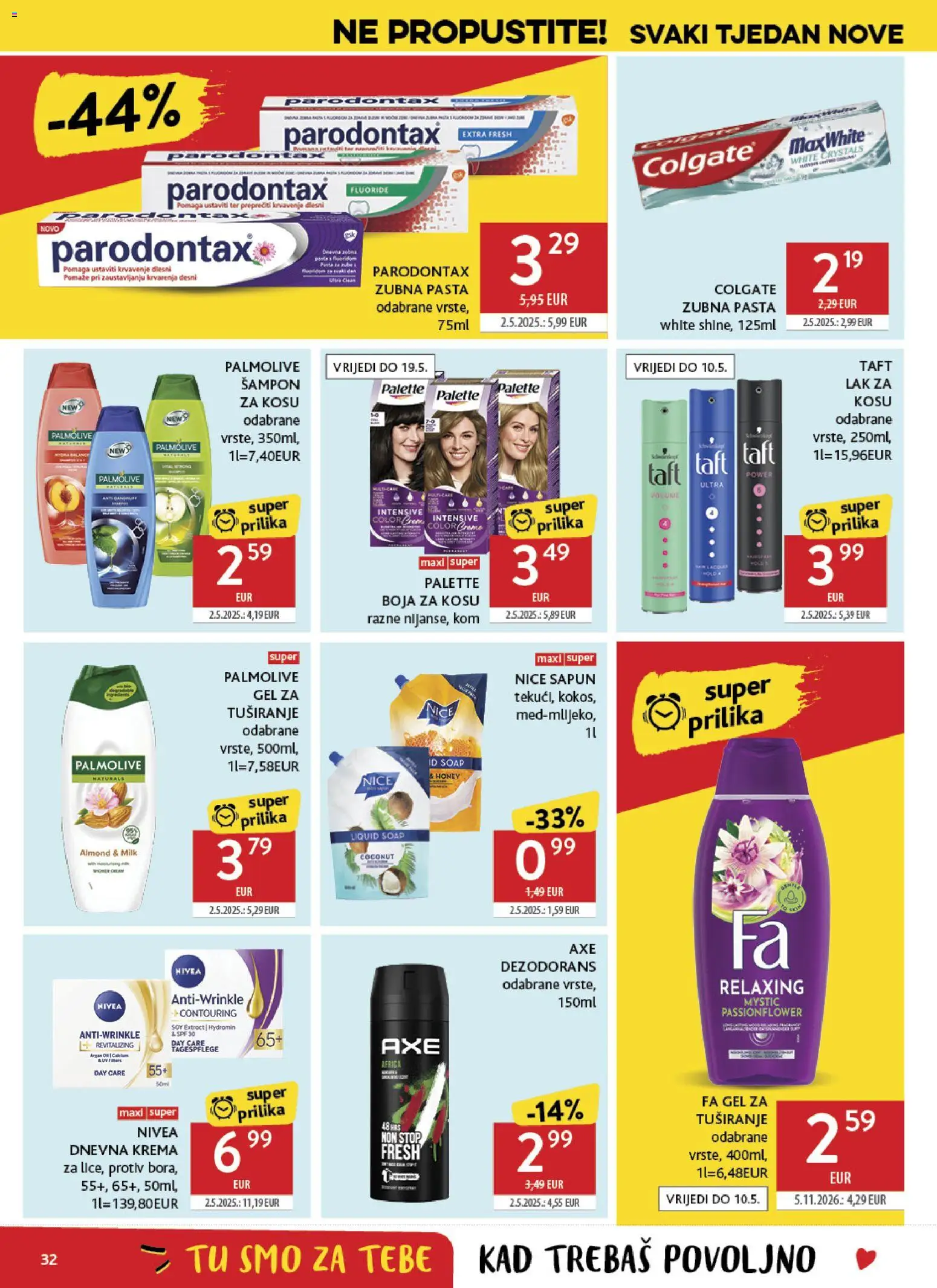 Konzum katalog | vrijedi od 29.04.2026 | Stranica: 32 | Proizvodi: Lak za kosu, Sapun, Gel za tuširanje, Nivea