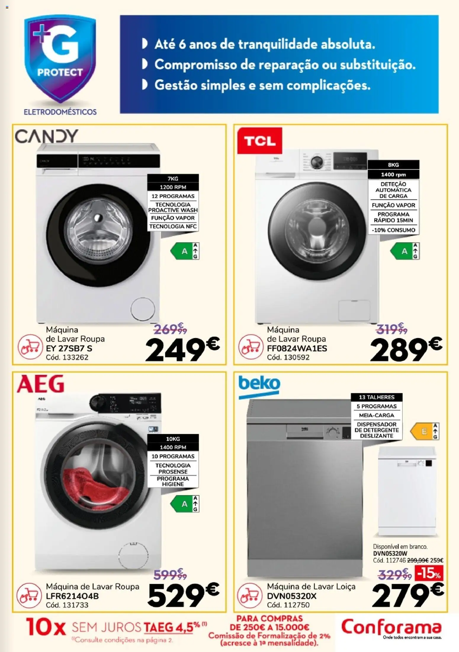 Conforama Super Quinzena │ válido de 13/08/2026 | Página: 15 | Produtos: Máquina de lavar, Talheres, Máquina de lavar loiça, Máquina de lavar roupa