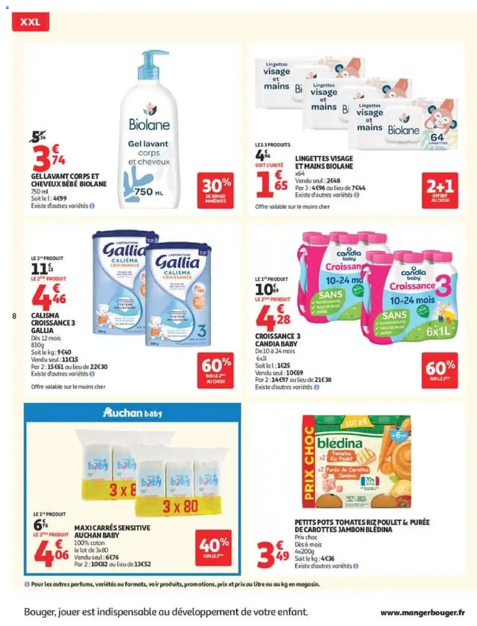 {H1} | Page: 8 | Produits: Candia Baby, Petits pots, Jambon, Tomates