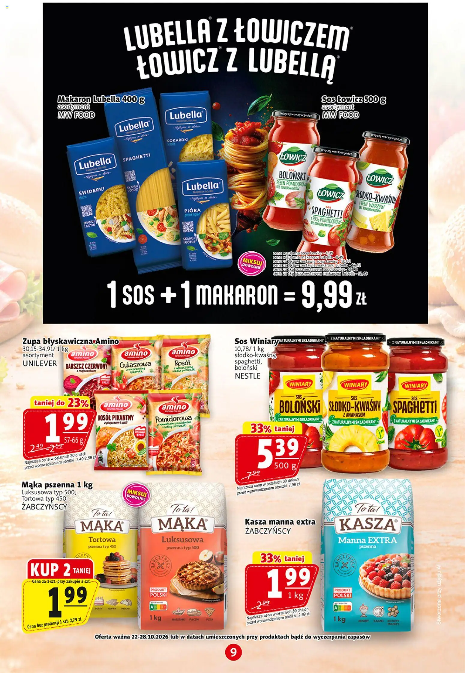 Prim Market gazetka od 22.10.2026 | Strona: 9 | Produkty: Zupa, Pizza, Kotlety, Sos