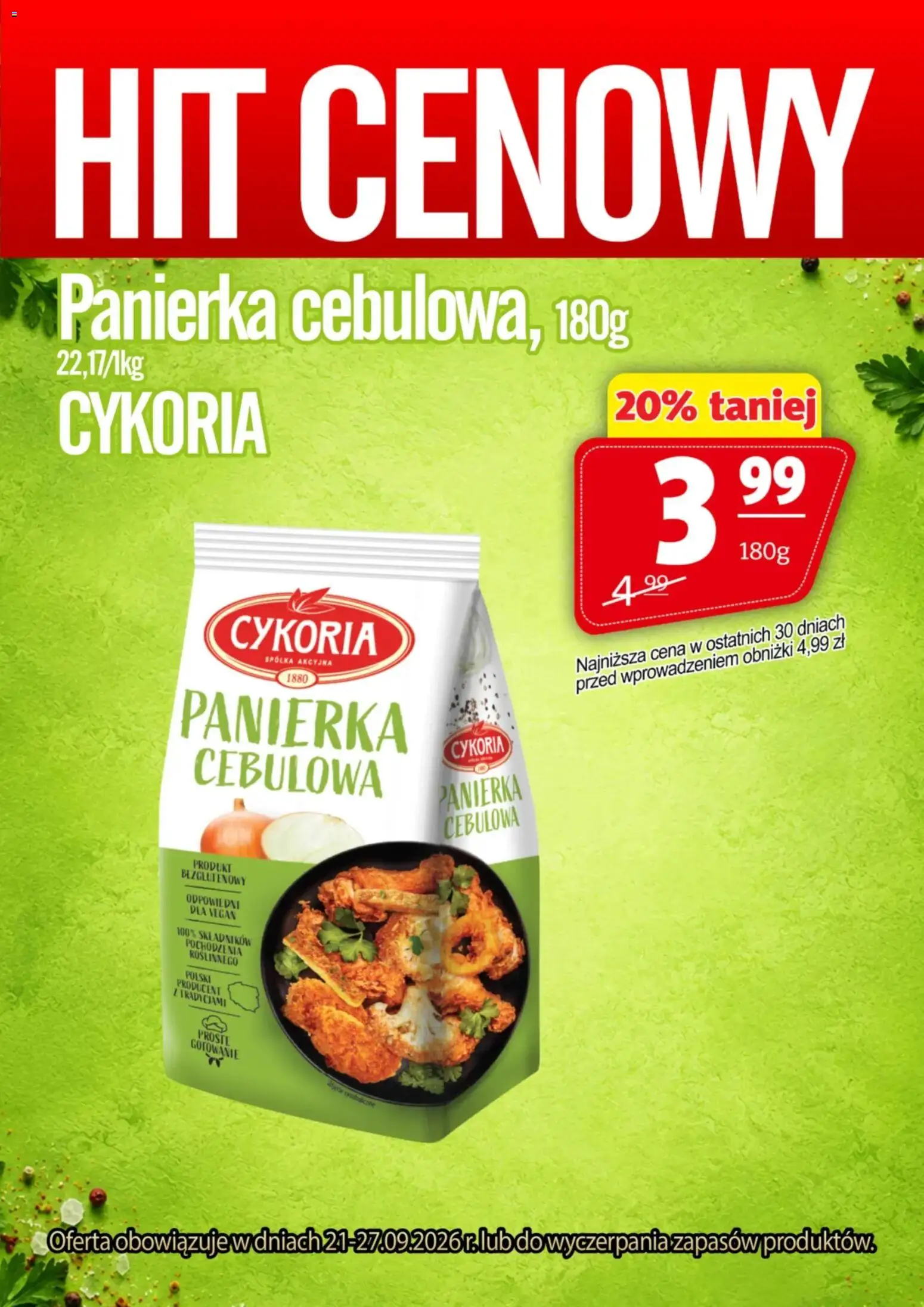 Prim Market promocja - Panierka Cebulowa Cykoria od 21.09.2026 | Strona: 1 | Produkty: Panierka, Cykoria