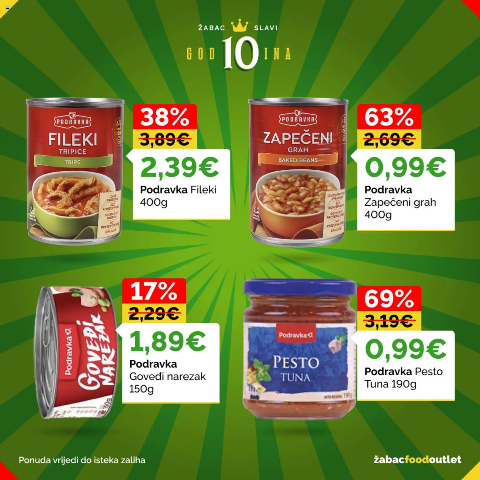 Žabac katalog | vrijedi od 26.06.2026 | Stranica: 27 | Proizvodi: Grah, Podravka, Narezak, Tuna