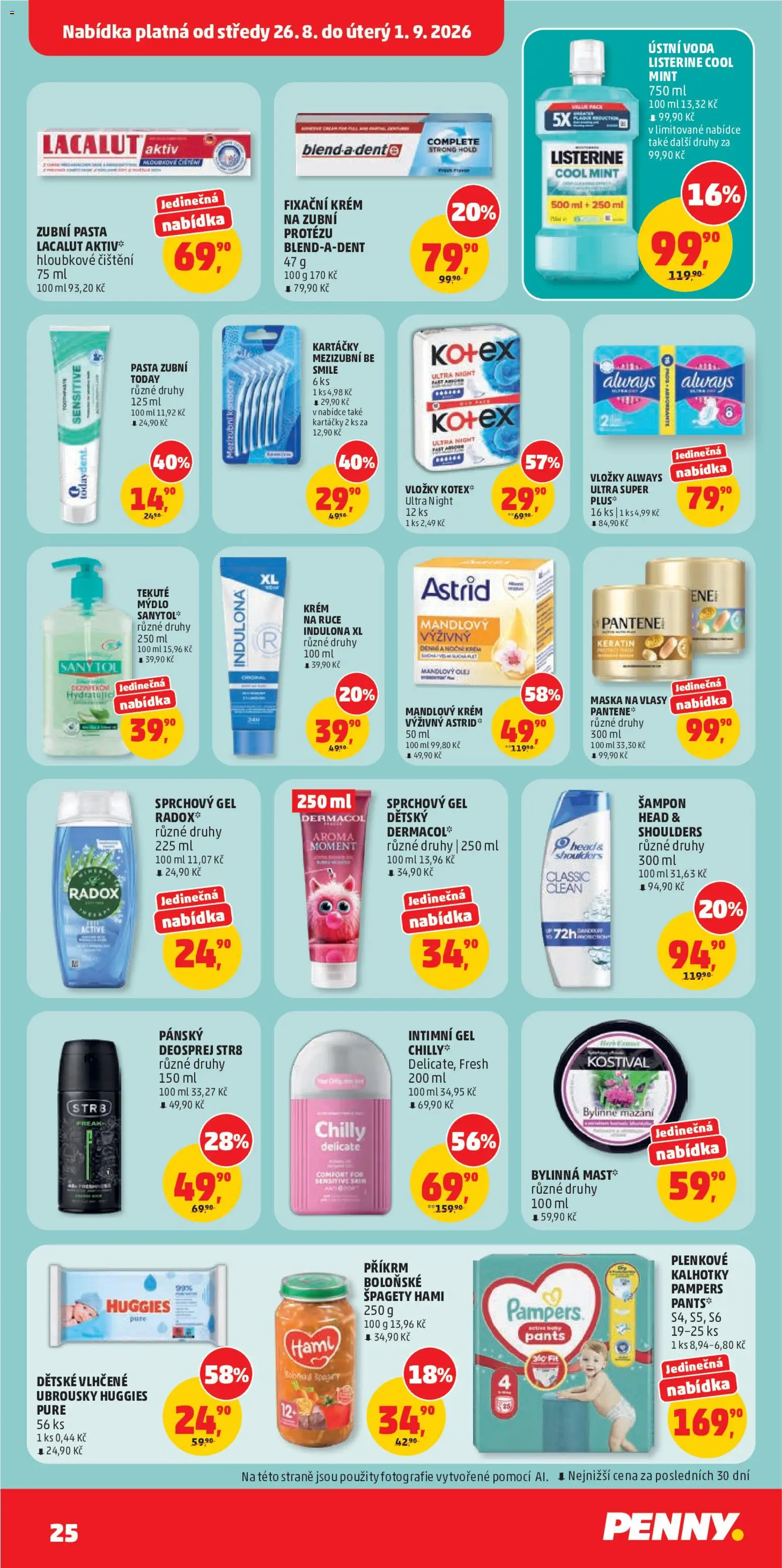 Penny Market leták od 26.08.2026 | Strana: 25 | Produkty: Deodorant, Kalhotky, Vložky, Šampon