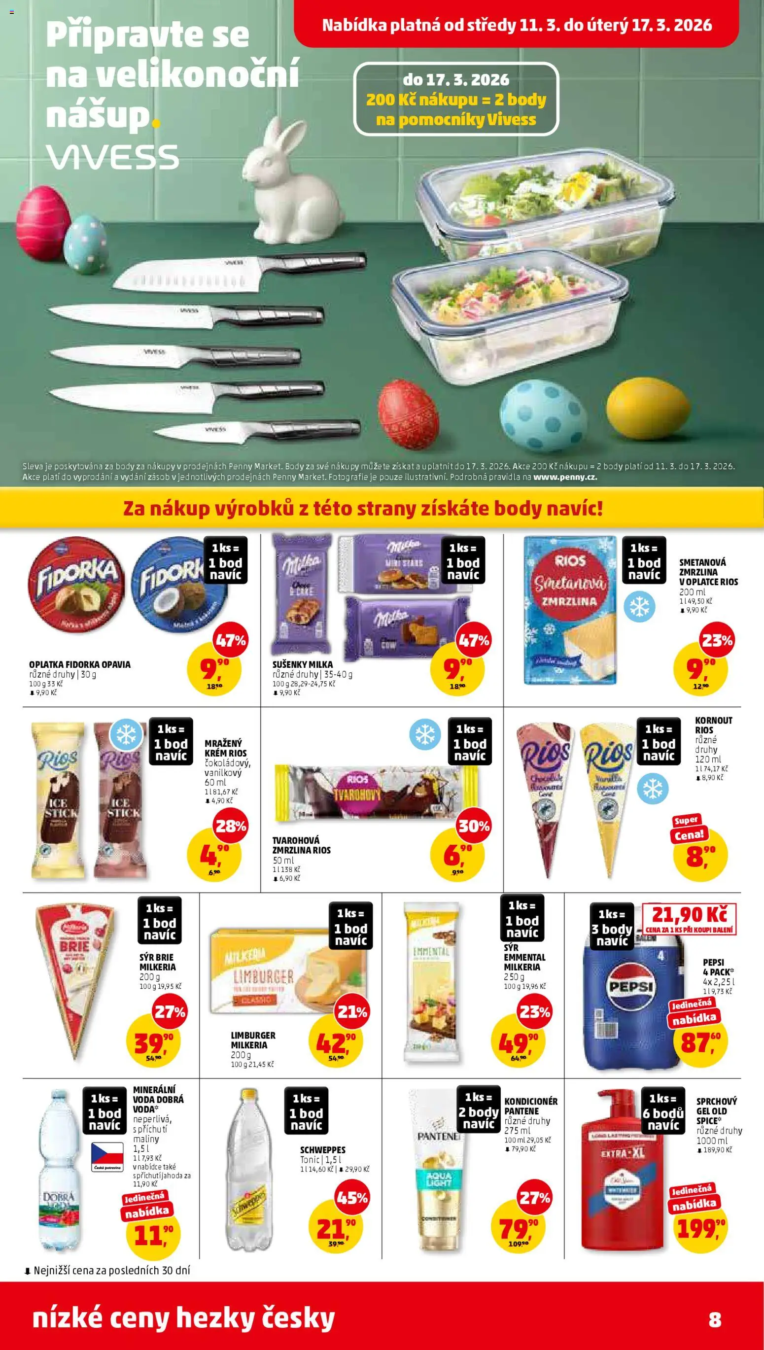 Penny Market leták od 11.03.2026 | Strana: 8 | Produkty: Rios zmrzlina, Brie, Kondicionér, Fidorka
