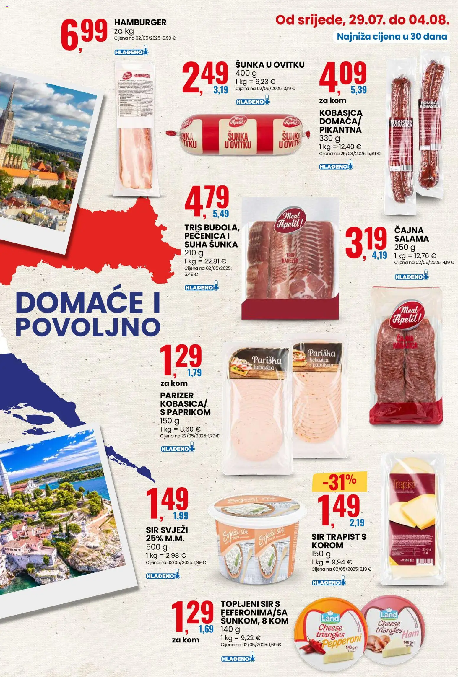 Eurospin katalog | vrijedi od 29.07.2026 | Stranica: 3 | Proizvodi: Sir, Trapist, Hamburger, Parizer