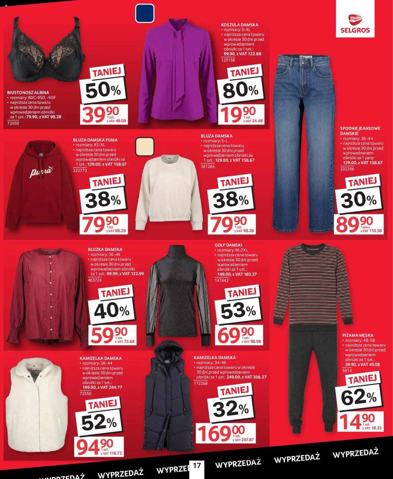 Selgros cash&carry gazetka - Totalna Wyprzedaż od 08.10.2026 | Strona: 17 | Produkty: Bluzka, Kamizelka, Spodnie, Piżama