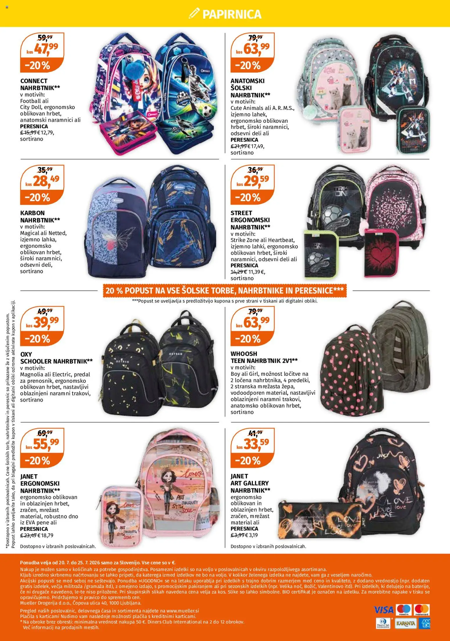 Novi Müller katalog ponudbe – veljaven od 20.07.2026 | Stran: 12 | Izdelki: Kos, Peresnica, Nahrbtnik