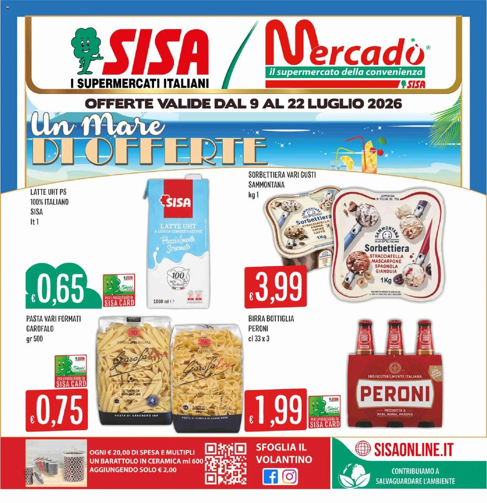 Volantino SISA del 09/07/2026 | Pagina: 1 | Prodotti: Panna, Latte, Penne, Stracciatella