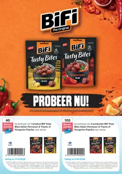 Bifi Tasty Bites Hungarian Paprika SALAMI, Bifi Tasty Bites Hungarian Paprika SALAMI - Voorbeeld van een folder van Carrefour, geldig van 14/09/2026 | Pagina: 6 | Producten: Paprika, Snacks, Salami