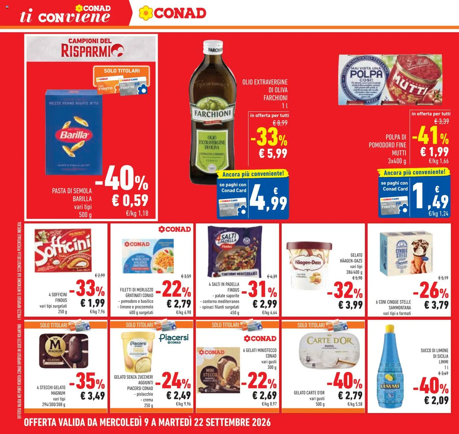 Volantino Conad del 09/09/2026 | Pagina: 8 | Prodotti: Pistacchio, Limone, Olio, Olive