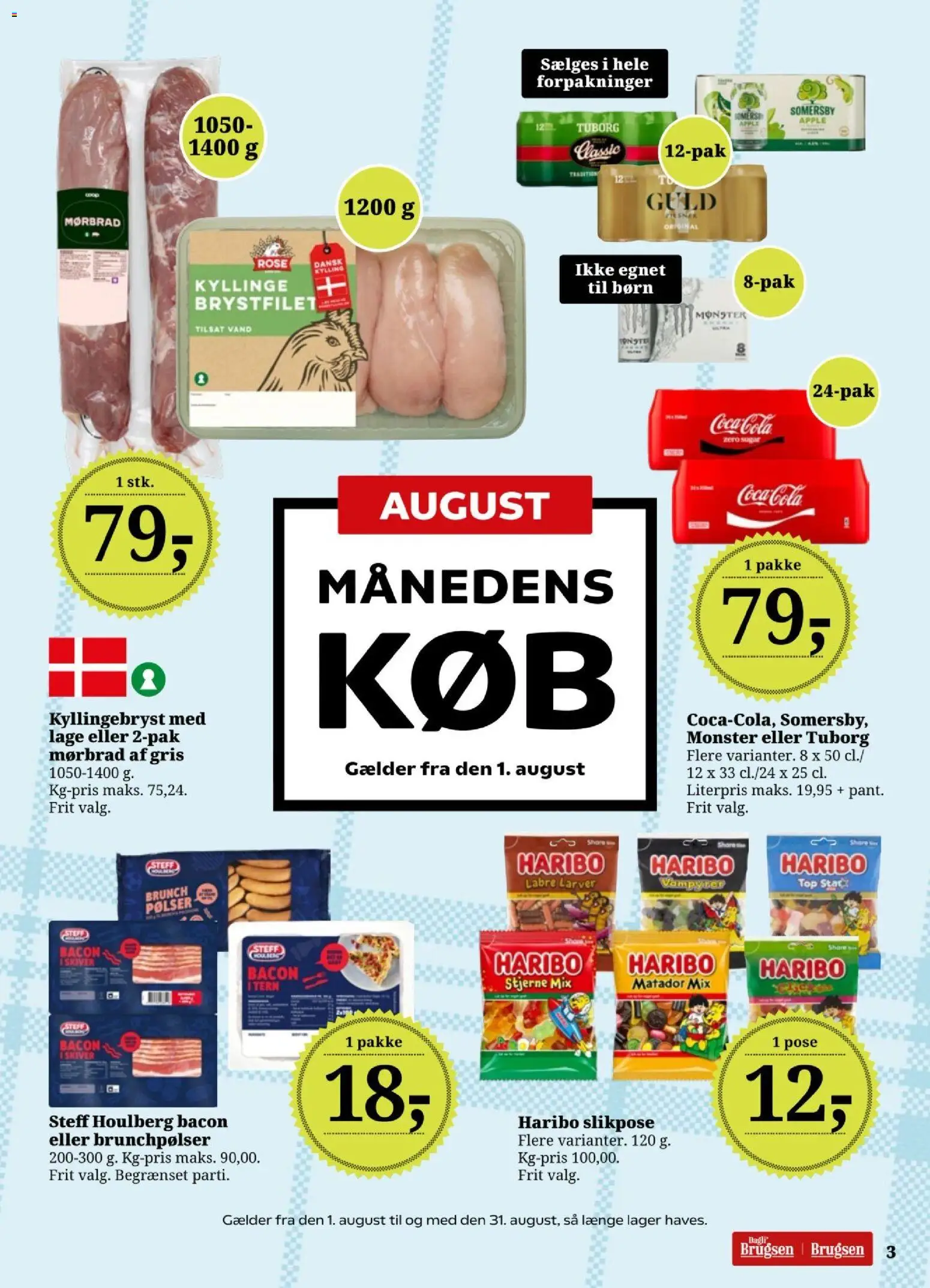 Dagli'Brugsen tilbudsavis – gyldig fra 31/07/2026 | Side: 3 | Produkter: Pølser, Coca Cola Zero, Cola, Bacon