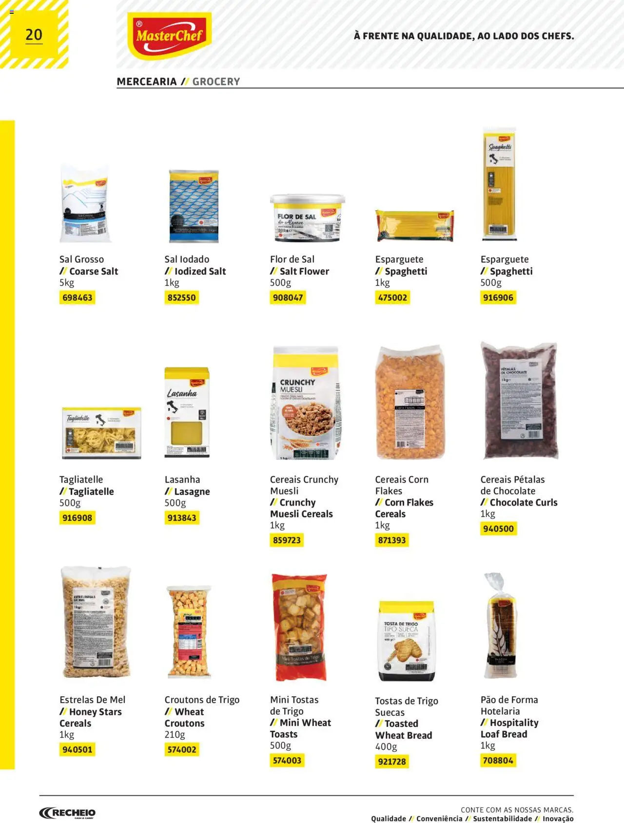 Recheio AS NOSSAS MARCAS │ válido de 19/12/2023 | Página: 20 | Produtos: Esparguete, Tostas, Lasanha, Sal