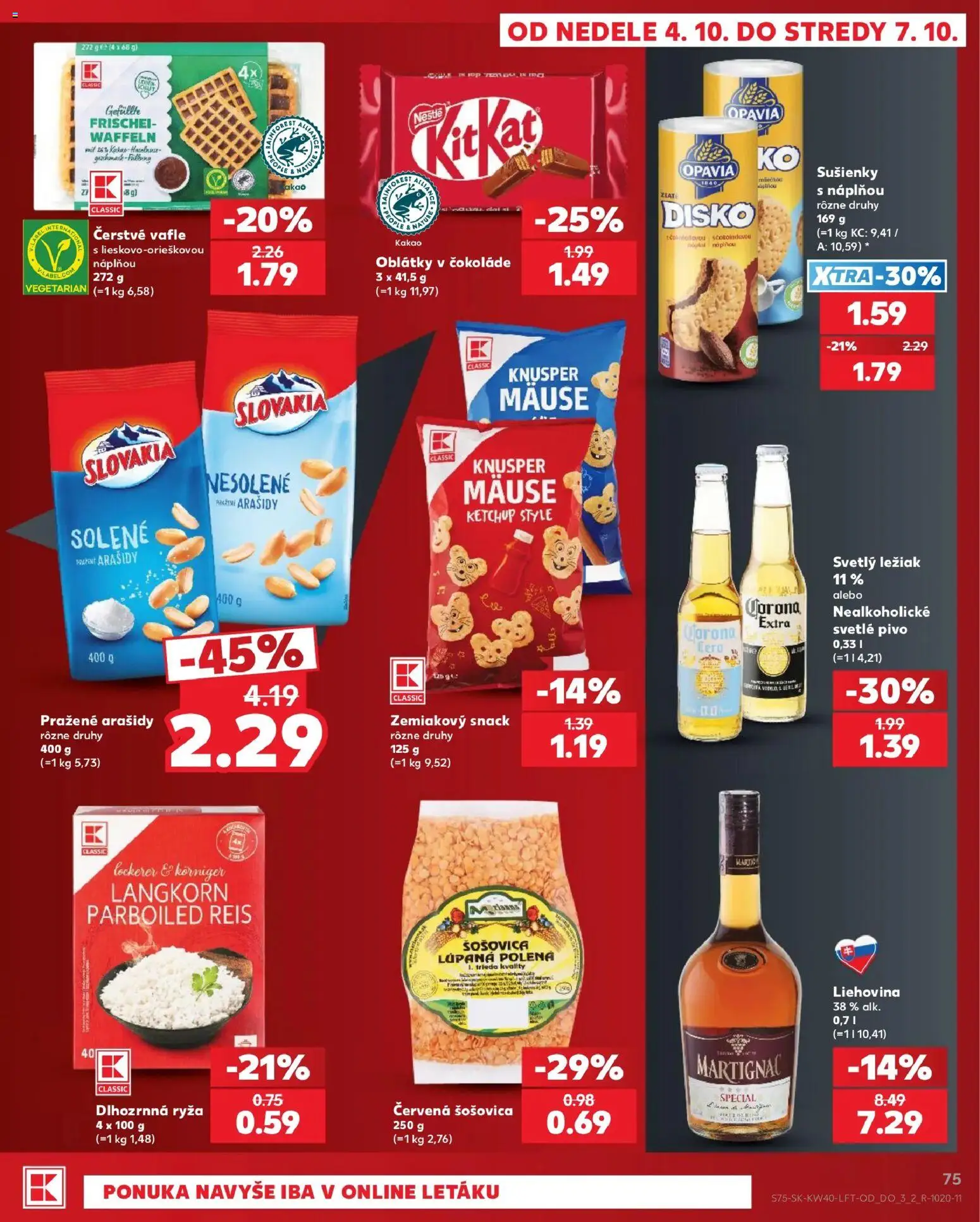 Nové Kaufland akcie – leták je platný od 01.10.2026 | Strana: 75 | Produkty: Pivo, Ryža, Oblátky, Vafle