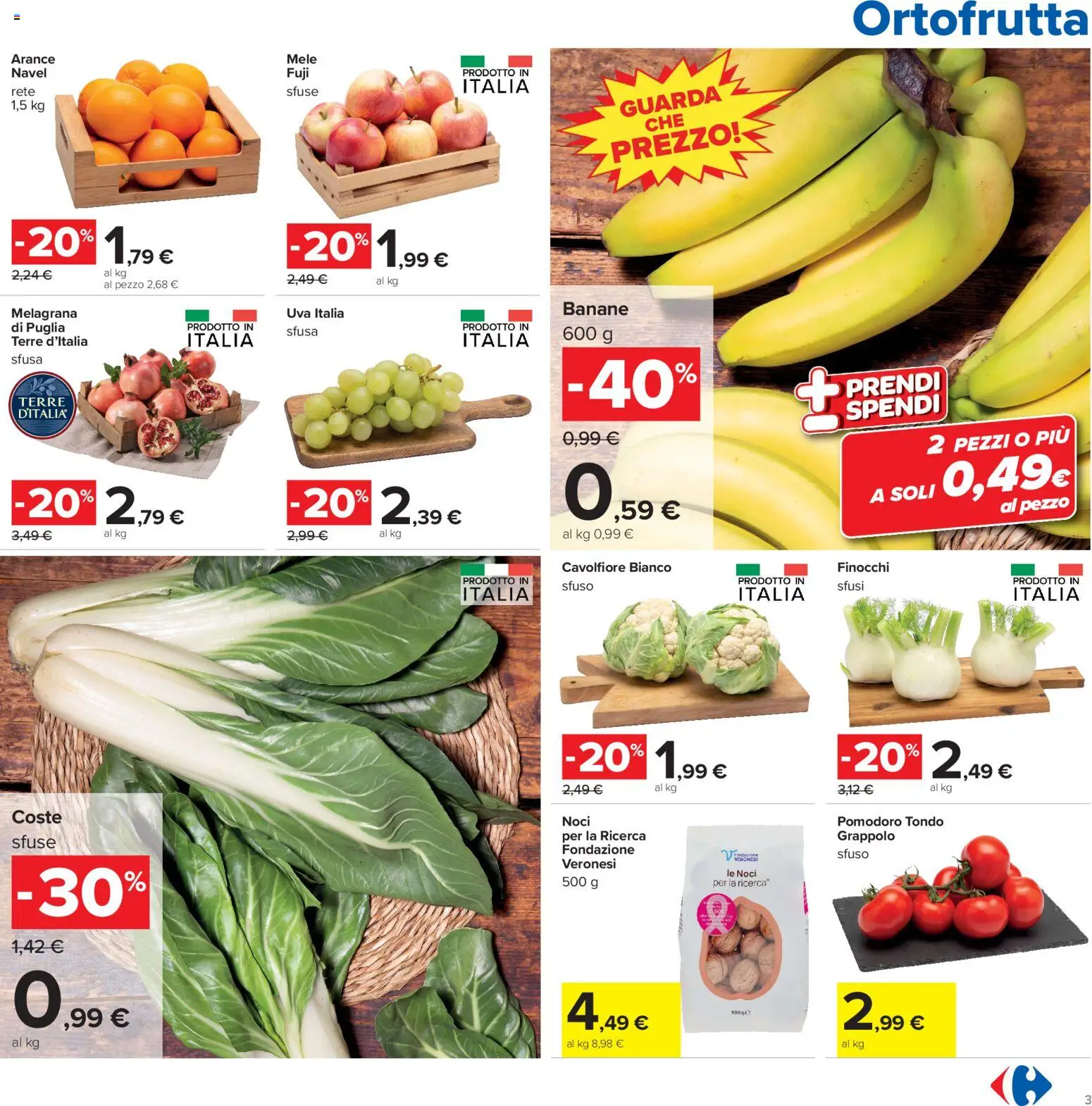 Volantino Carrefour del 13/10/2026 | Pagina: 3 | Prodotti: Mele, Banane, Cavolfiore, Finocchi