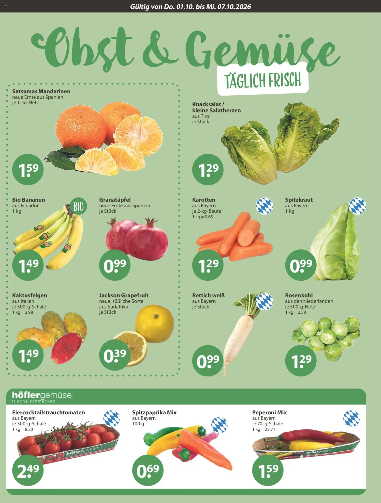V-Markt Angebote – gültig ab 01.10.2026 | Seite: 4 | Produkte: Granatapfel, Mandarinen, Grapefruit, Obst