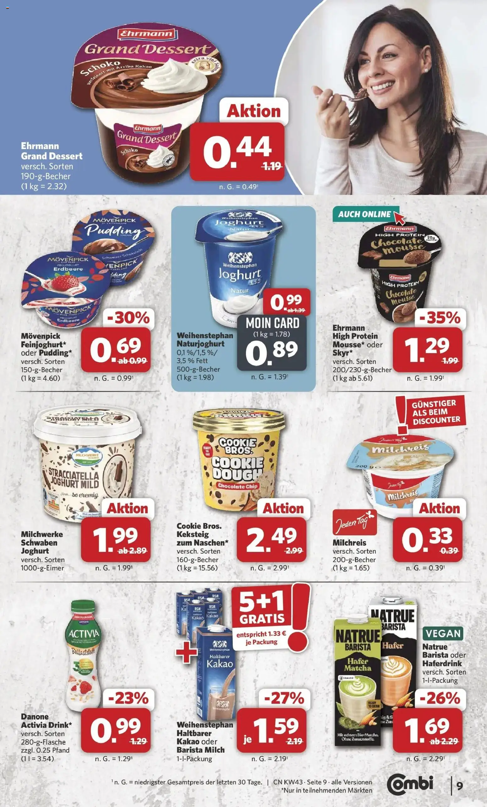 Combi Prospekt Borchen (ab 19.10.2026) zum Blättern | Seite: 9 | Produkte: Activia, Milch, Joghurt, Pudding