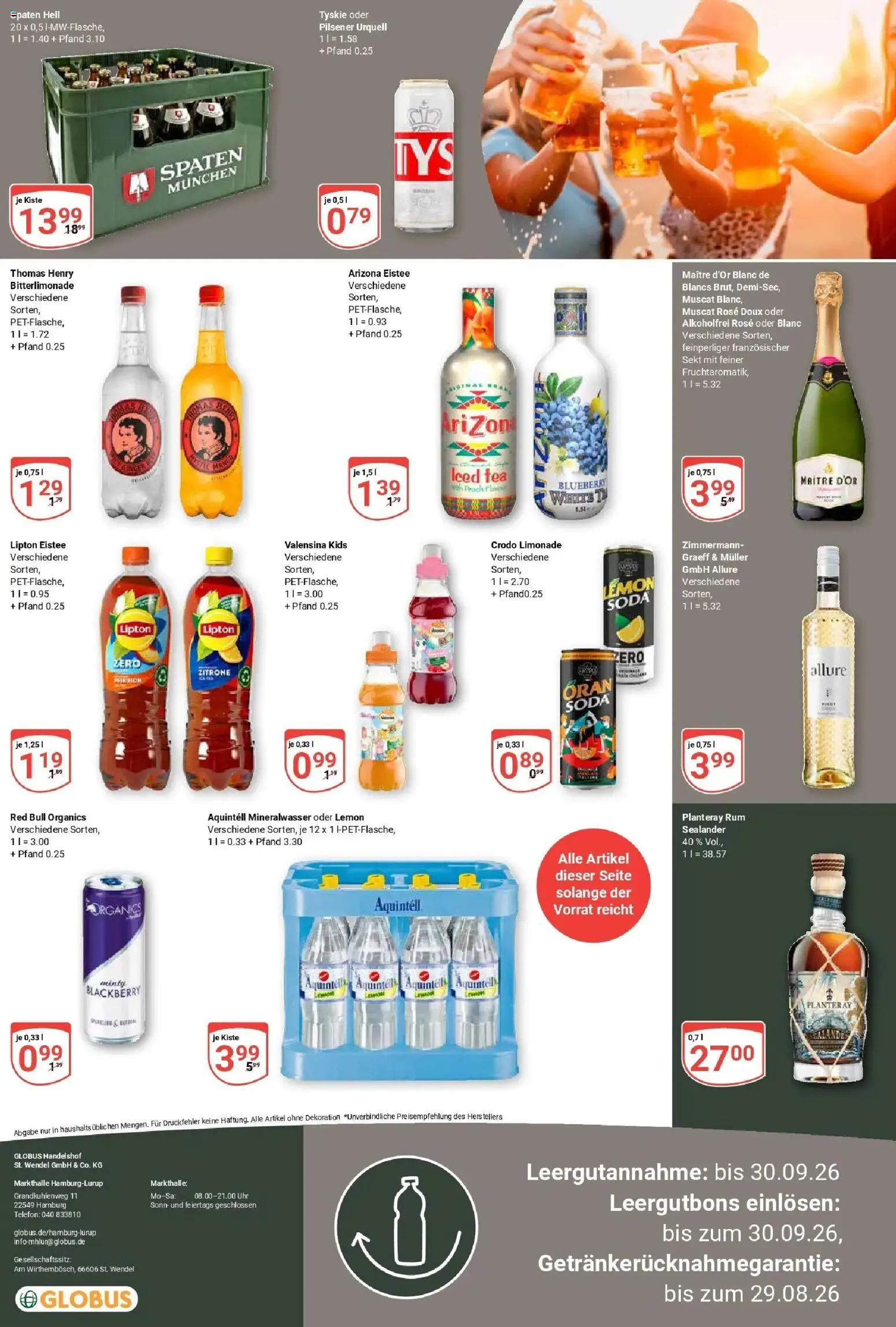 Globus Aktueller Prospekt (ab 24.08.2026) » Angebote online | Seite: 12 | Produkte: Tyskie, Rum, Limonade, Telefon