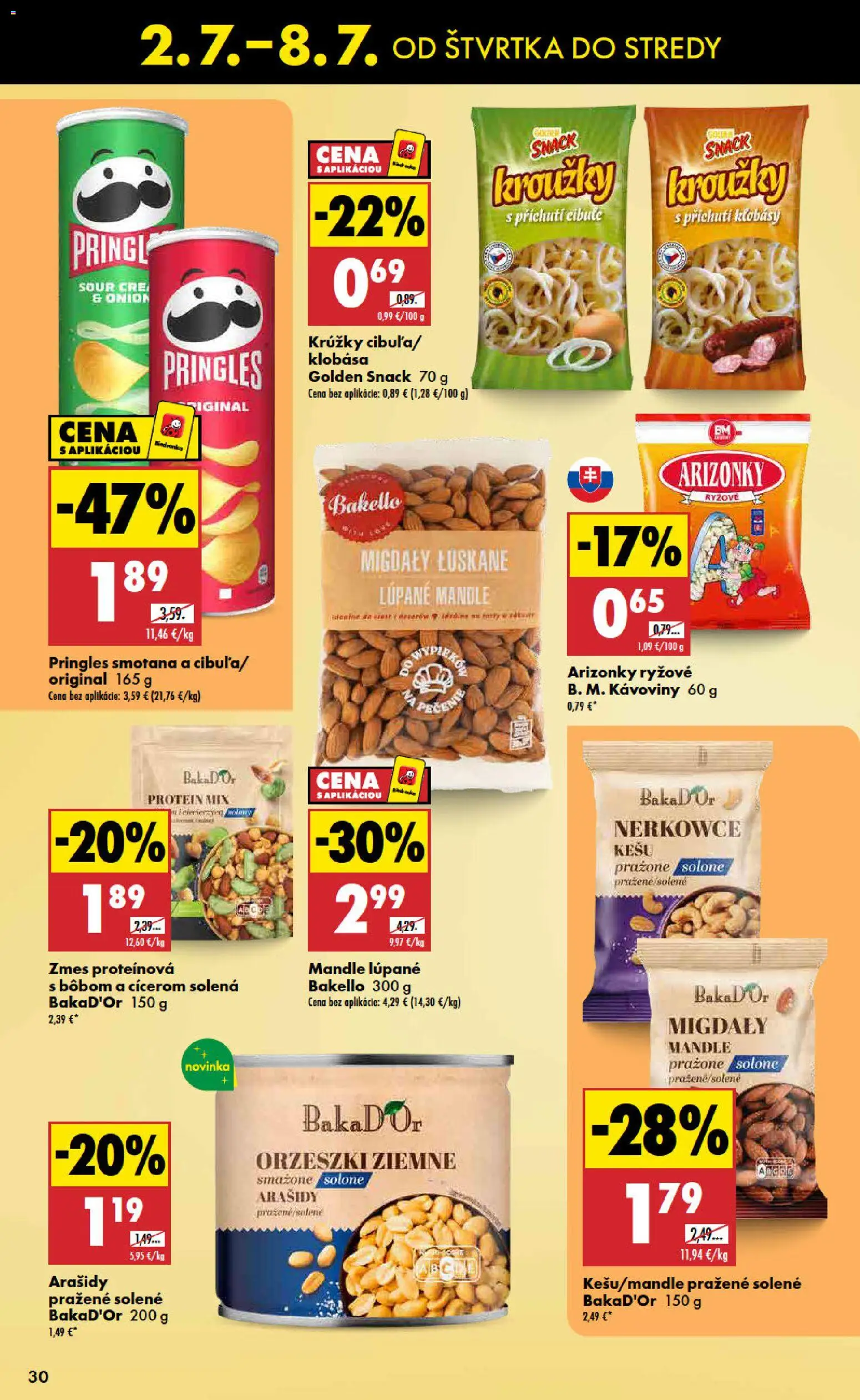 Nové Biedronka akcie – leták je platný od 02.07.2026 | Strana: 30 | Produkty: Protein, Pringles, Arašidy, Mandle