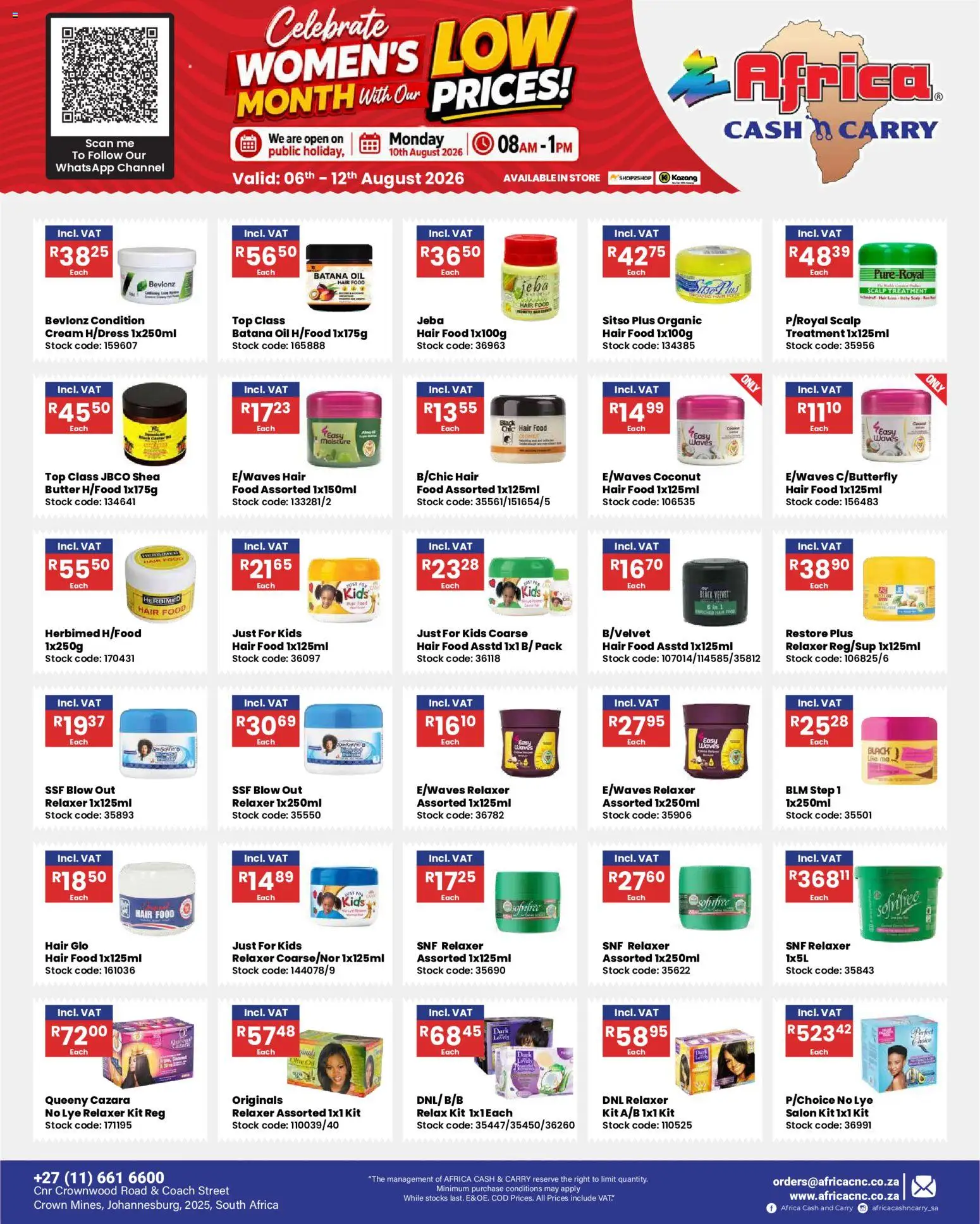 New Africa Cash & Carry catalogue – valid from 06/08/2026 | Page: 3 | Products: Butter, Oil, Cream, Relaxer