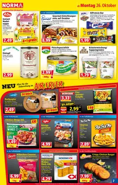 Norma Flugblatt ab 26.10.2026 gültig | Seite: 7 | Produkte: Burger, Erbsen, Eier, Schweinefleisch