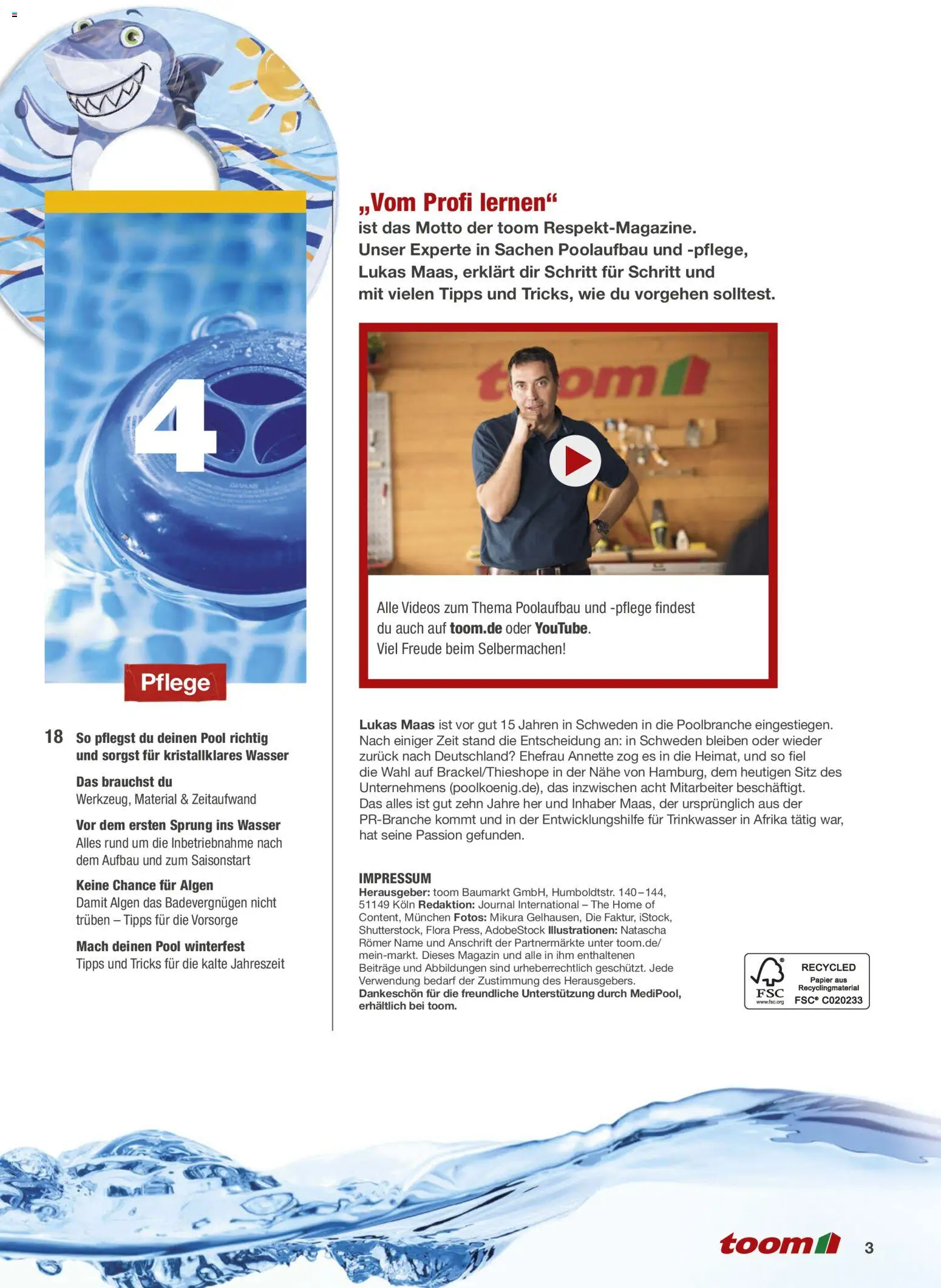 Toom Baumarkt Pool selber bauen – gültig ab 01.01.2026 | Seite: 3 | Produkte: Wasser, Magazin
