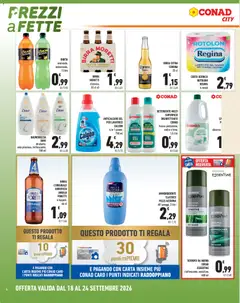 Anteprima del volantino SCHIUMA DA BARBA CONAD ESSENTIAE rinfrescante, sensitive, 400 ml, SCHIUMA DA BARBA CONAD ESSENTIAE rinfrescante, sensitive, 400 ml valido a partire dal 18/09/2026 | Pagina: 4 | Prodotti: Schiuma, Candeggina, Anticalcare, Birra Moretti
