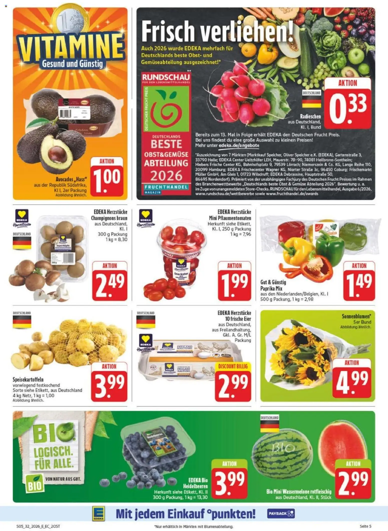 Edeka Prospekt Leipzig – gültig ab 03.08.2026 | Seite: 9 | Produkte: Eier, Paprika, Obst, Wassermelone