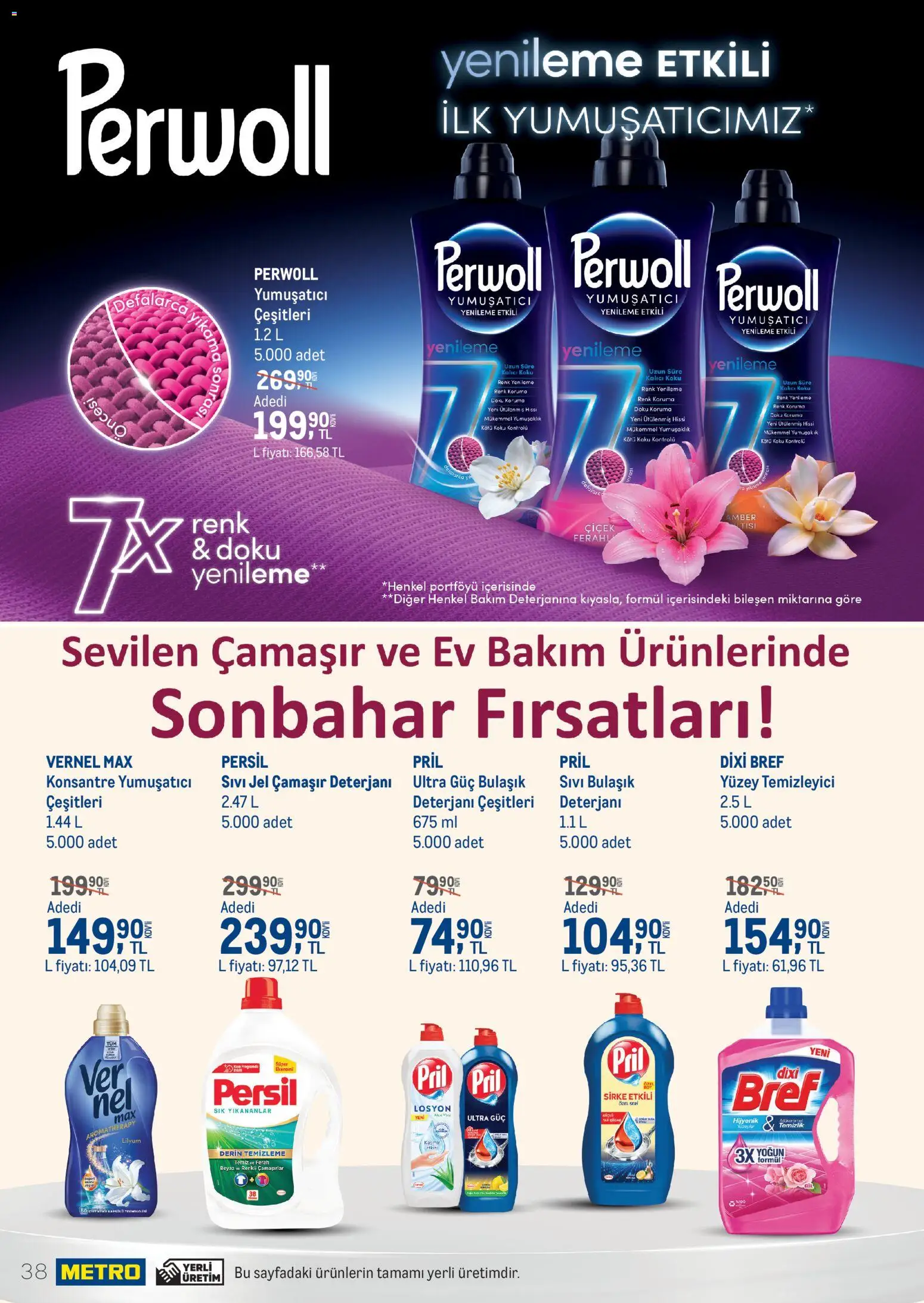 Metro - Temizlik | Kişisel bakım - 01 Eylül 2026 tarihinden itibaren geçerlidir | Sayfa: 38 | Ürünler: Çamaşır deterjanı, Yumuşatıcı, Koku, Yüzey temizleyici