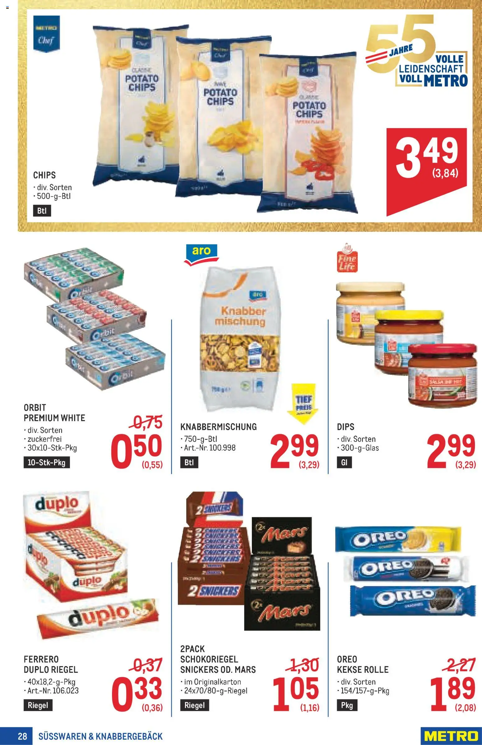 Metro angebote Profi gültig ab 29.10.2026 | Seite: 28 | Produkte: Chips, Kekse, Snickers, Süßwaren
