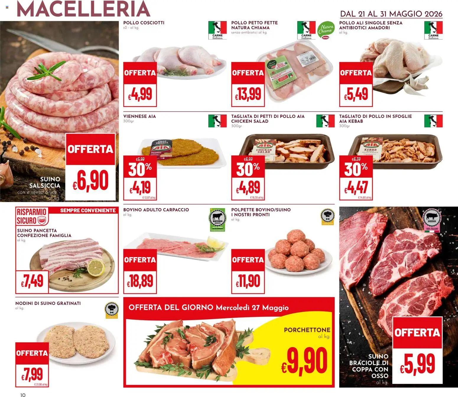 Volantino Pan del 21.05.2026 | Pagina: 10 | Prodotti: Pollo, Suino, Salsiccia, Polpette