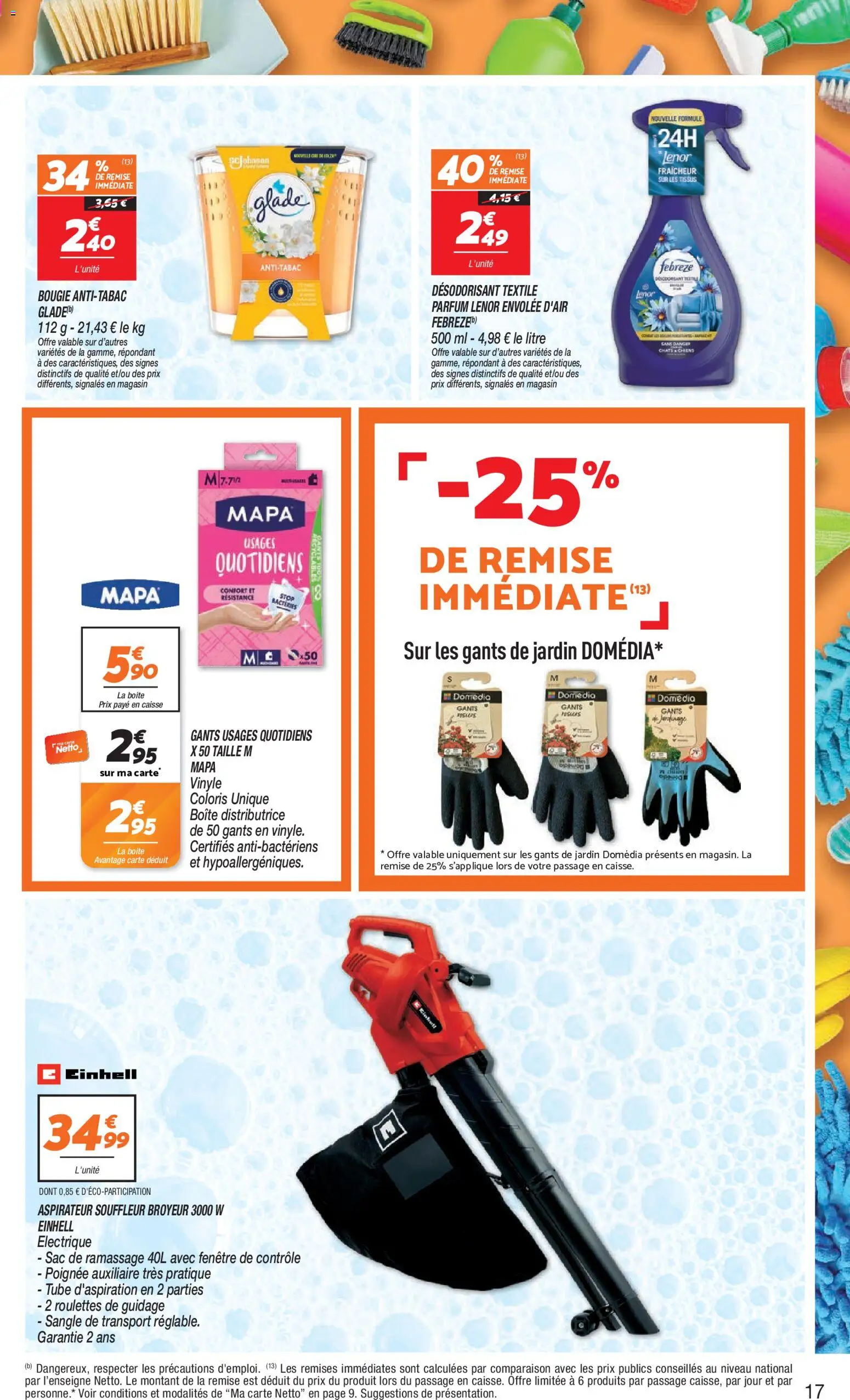 {H1} | Page: 17 | Produits: Einhell, Aspirateur souffleur broyeur, Aspirateur souffleur, Gants de jardin