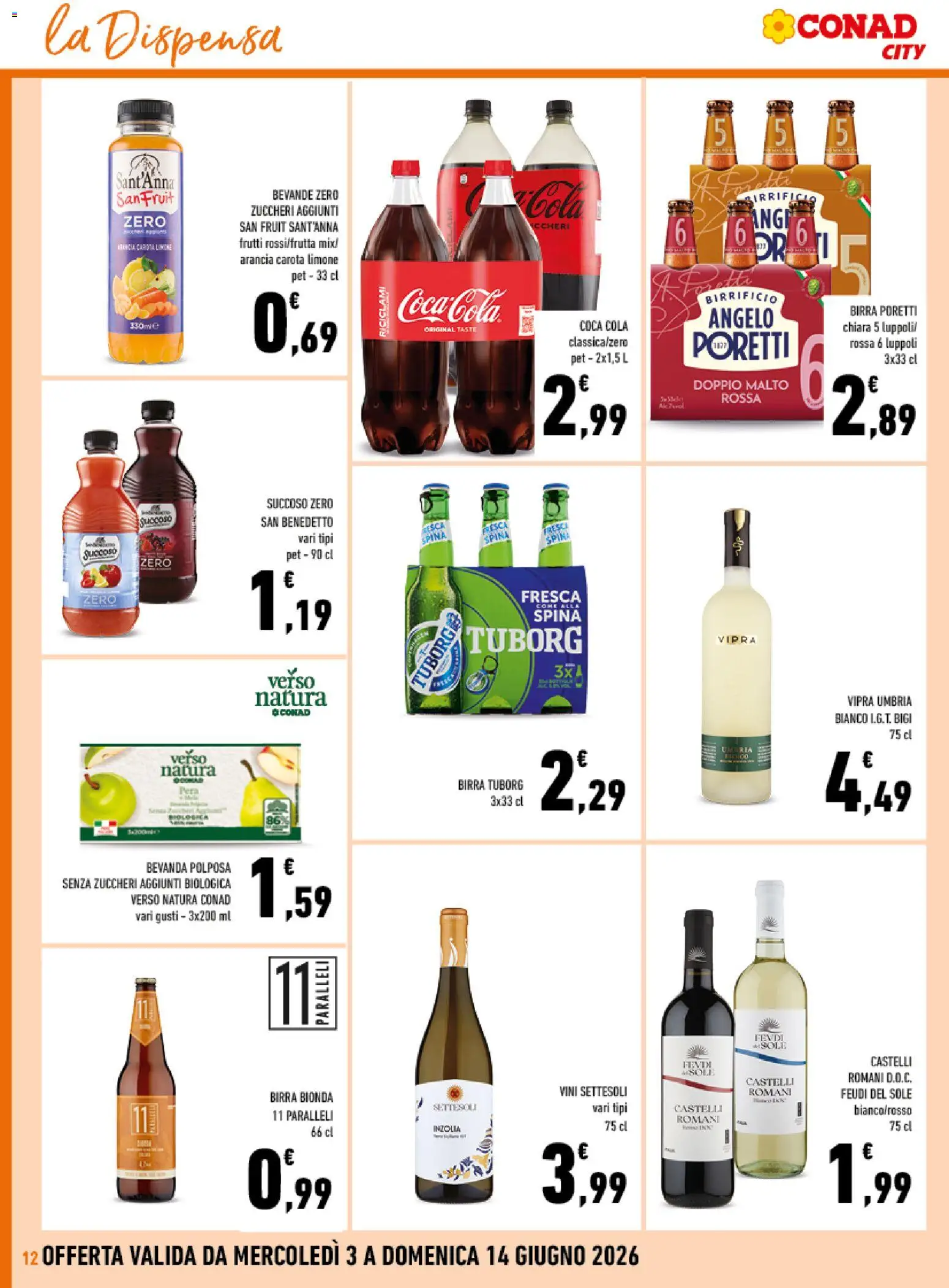 Volantino Conad del 03.06.2026 | Pagina: 12 | Prodotti: Carota, Pera, Arancia, Coca Cola