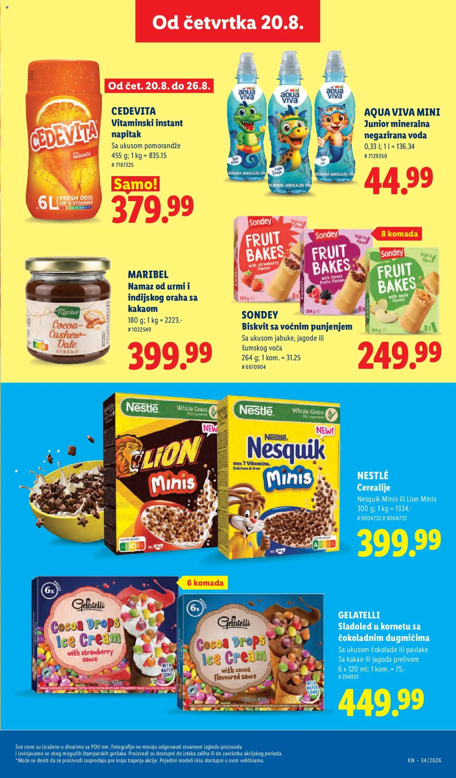 Lidl katalog - važi od 20.08.2026 | Strana: 65 | Proizvode: Voda sa ukusom, Sladoled, Cedevita, Nesquik