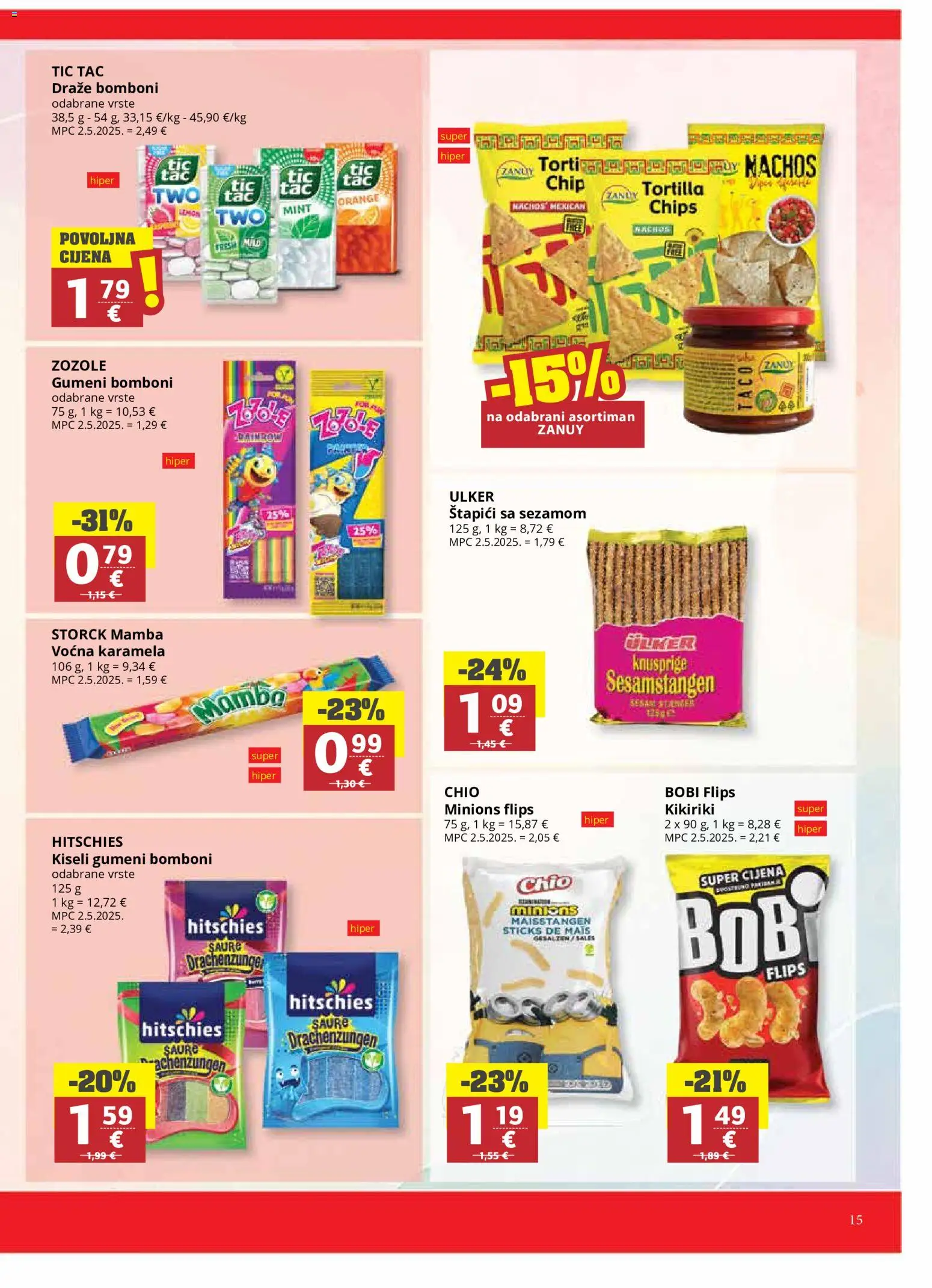 Ribola katalog | vrijedi od 07.10.2026 | Stranica: 15 | Proizvodi: Flips, Bomboni, Štapići, Karamela