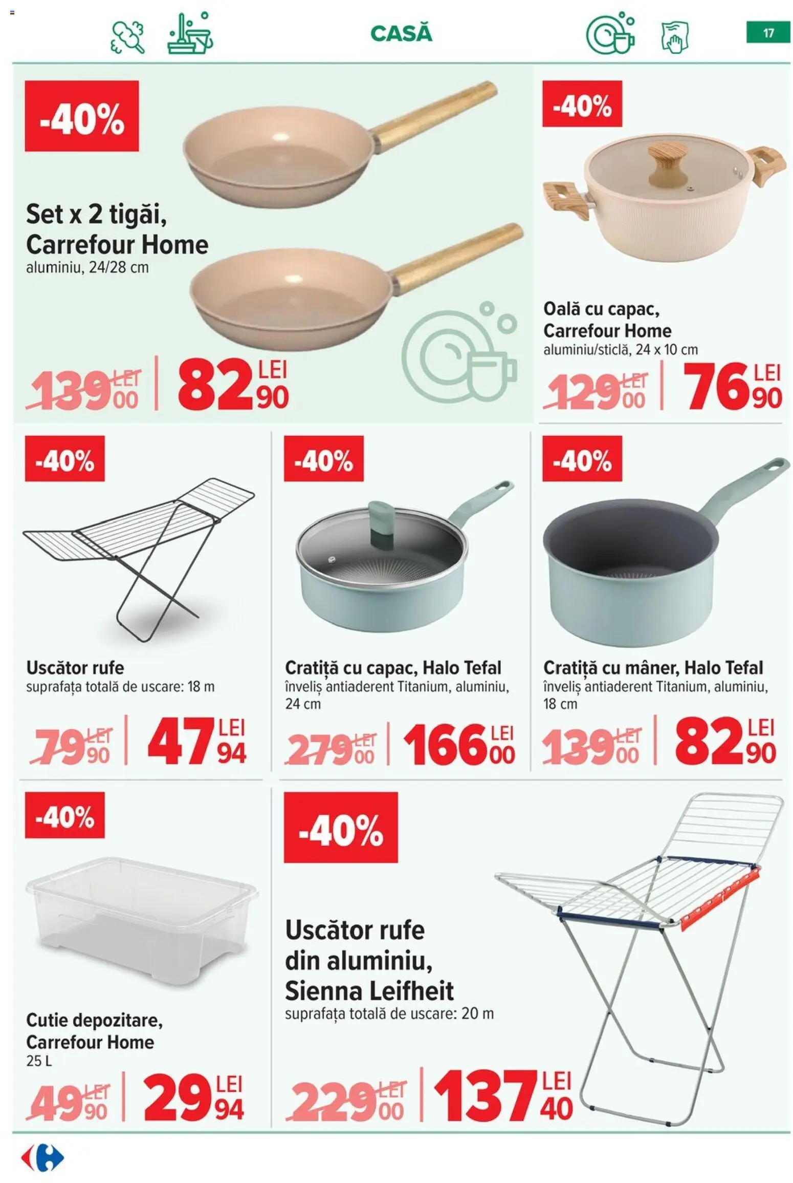 Noul catalog Carrefour – valabil de la 20.05.2026 | Pagină: 16 | Produse: Uscător, Cratiță, Oală, Uscător rufe