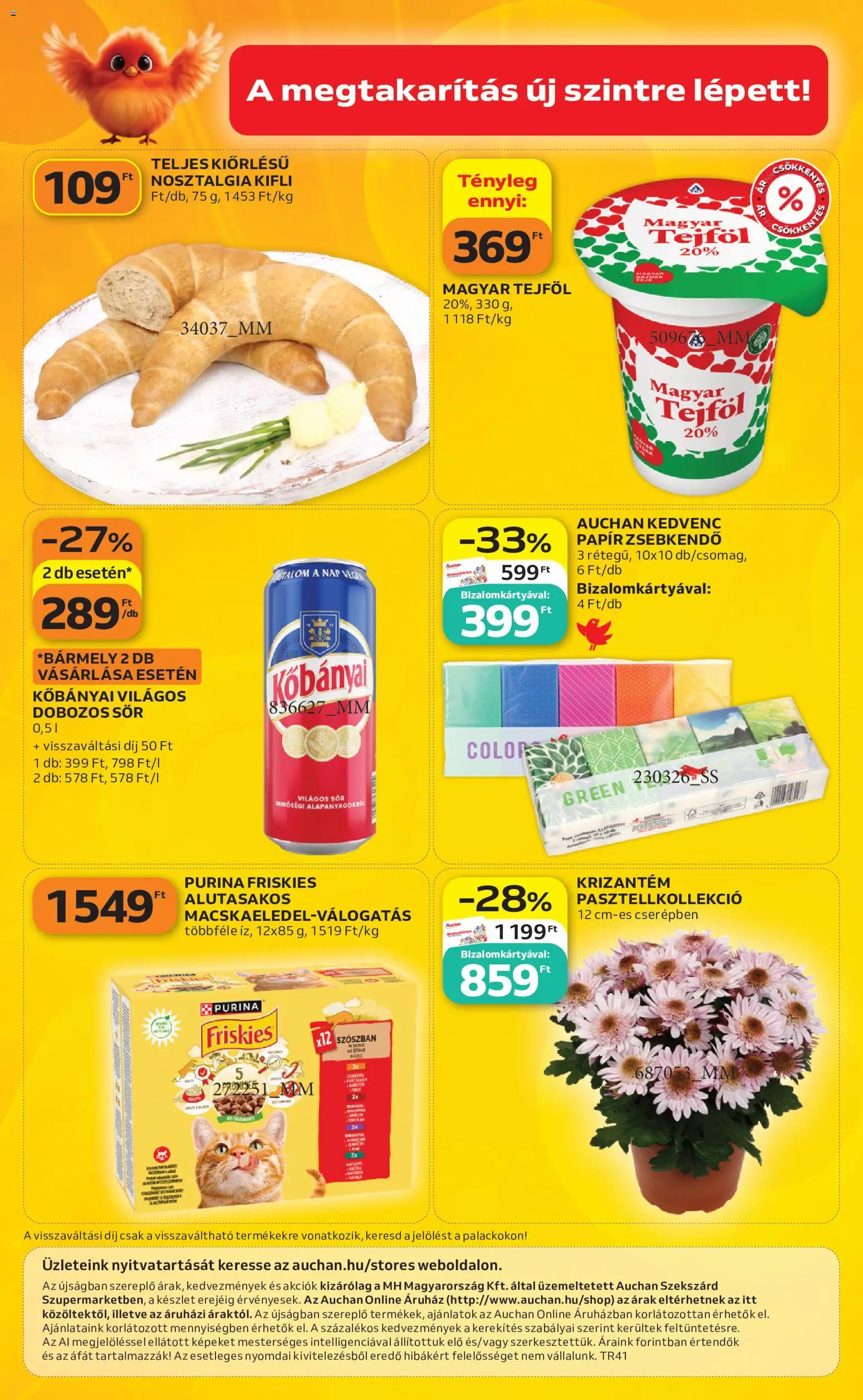Auchan akciós ujság - amely érvényes a következő dátumtól: 2026.10.08. | Oldal: 4 | Termékek: Zsebkendő, Kőbányai, Friskies, Papír zsebkendő