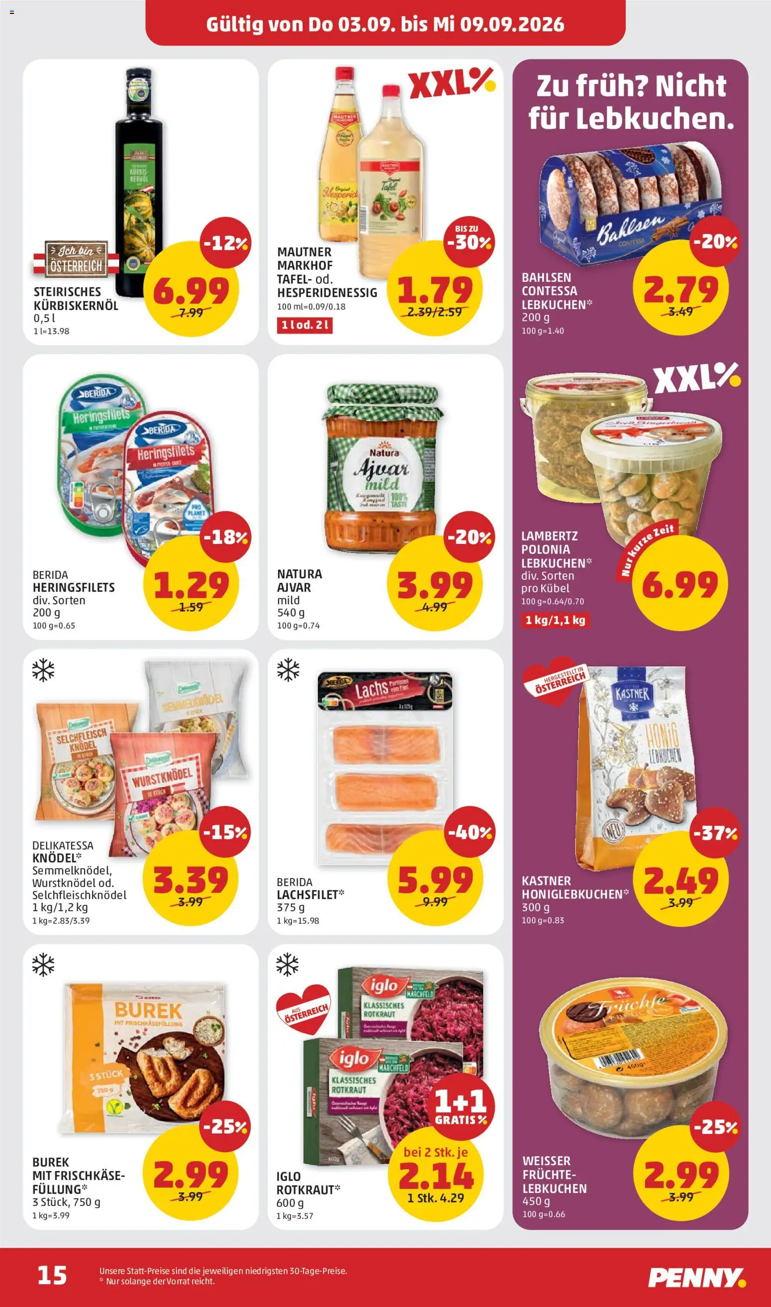 Penny Markt Flugblatt gültig ab 03.09.2026 | Seite: 15 | Produkte: Lebkuchen