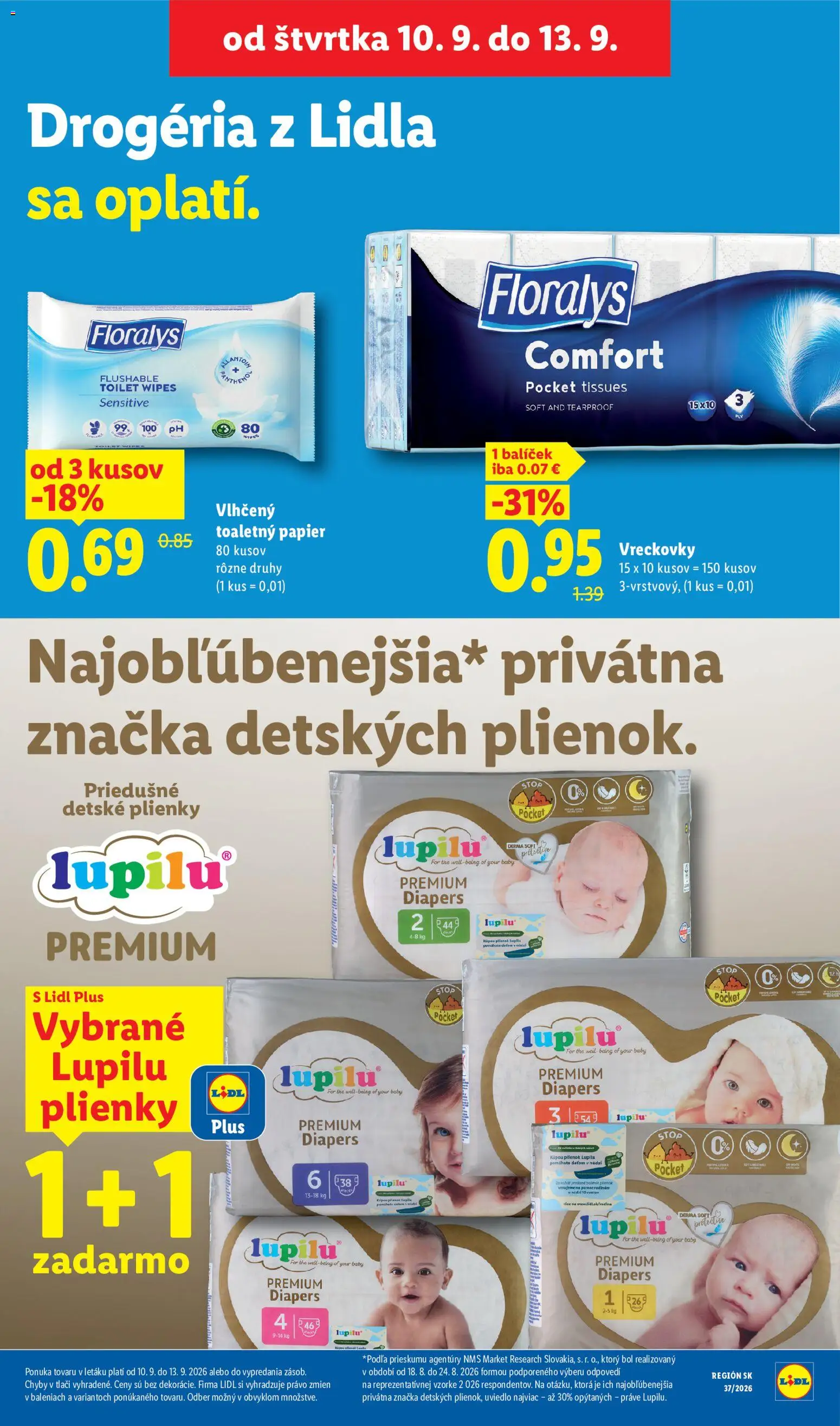 Nové Lidl akcie – leták je platný od 07.09.2026 | Strana: 77 | Produkty: Toaletný papier, Vreckovky, Detské plienky, Plienky