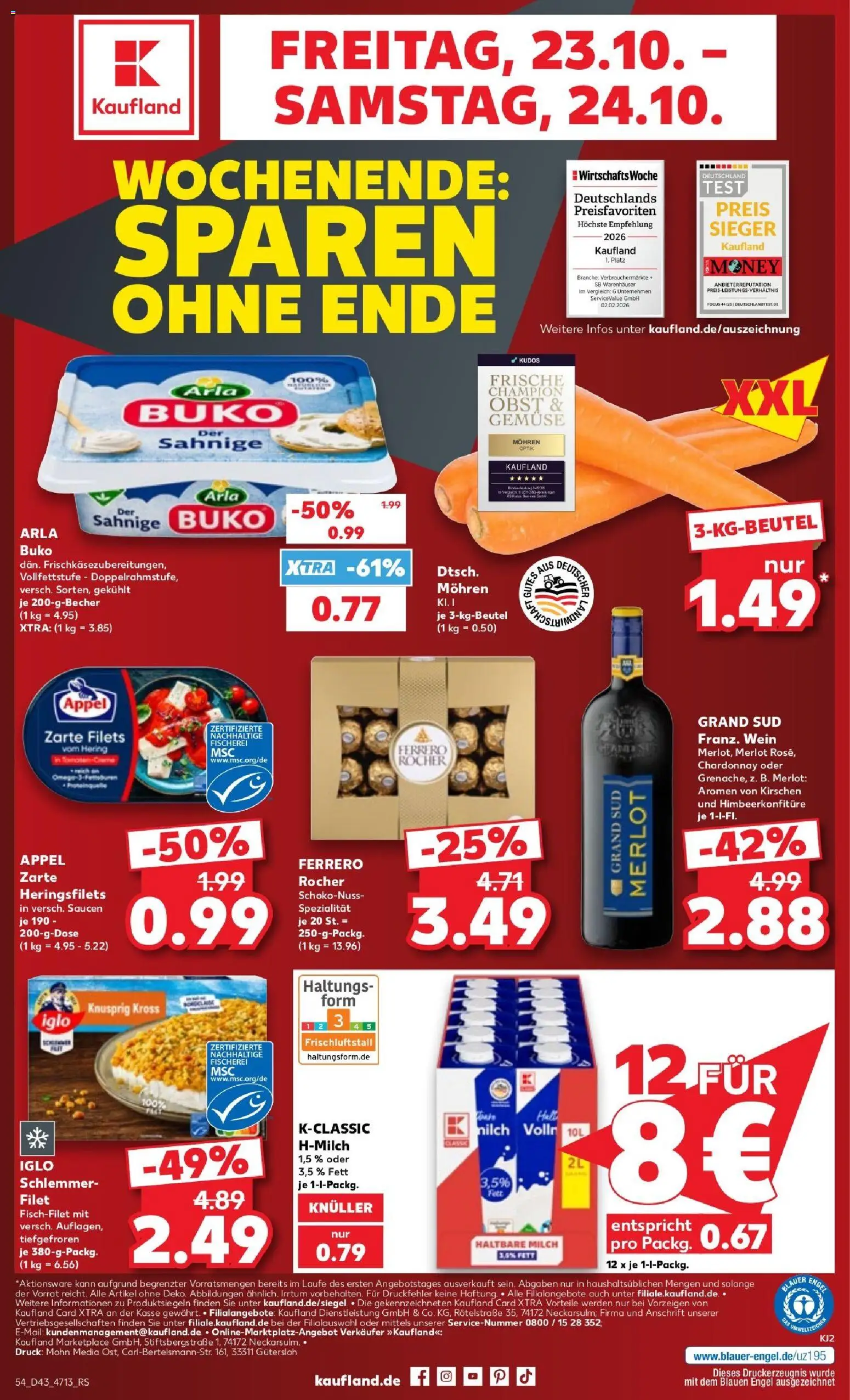 Kaufland Prospekt Leipzig – gültig ab 19.10.2026 | Seite: 54 | Produkte: Merlot, Iglo, Haltbare milch, Obst
