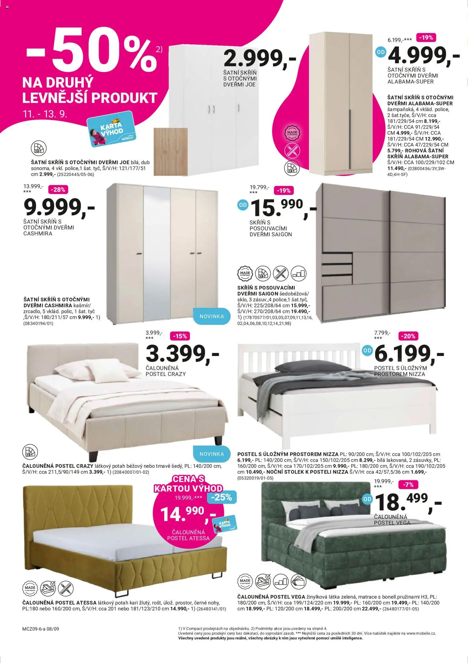 Möbelix leták od 07.09.2026 | Strana: 8 | Produkty: Matrace, Šatní skříň, Stolek, Skříň