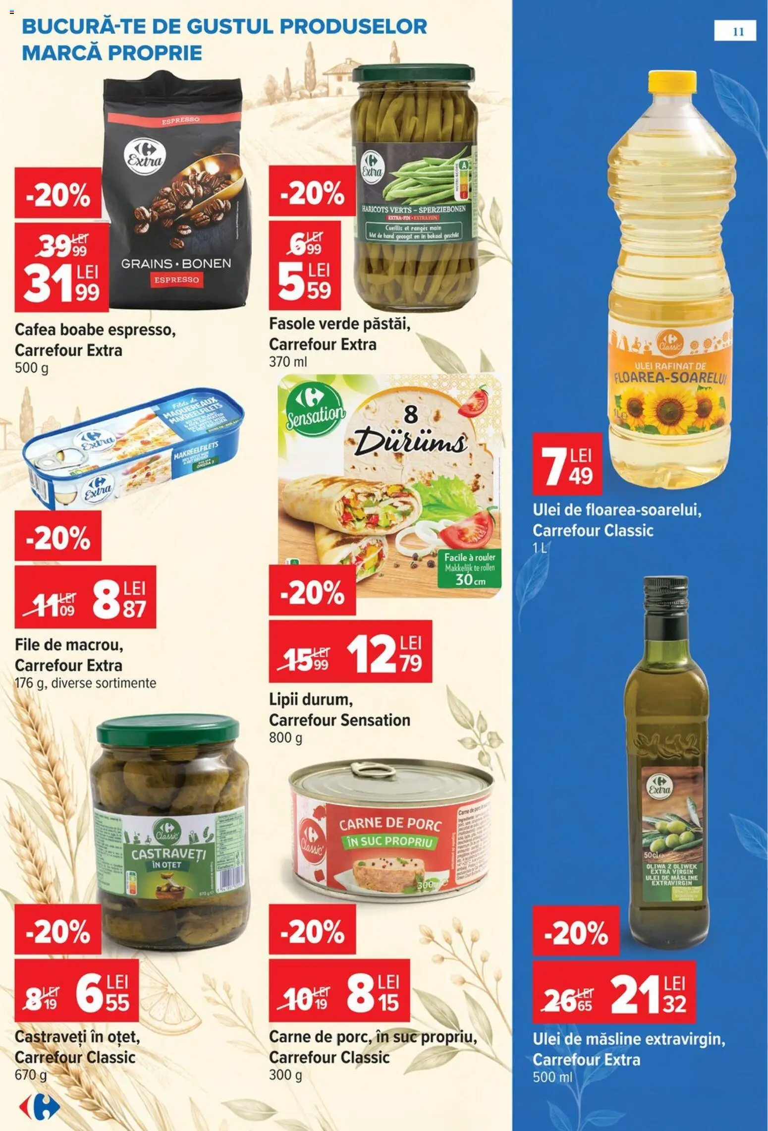 Noul catalog Carrefour – valabil de la 14.10.2026 | Pagină: 11 | Produse: Măsline, Cafea, Suc, Castraveți