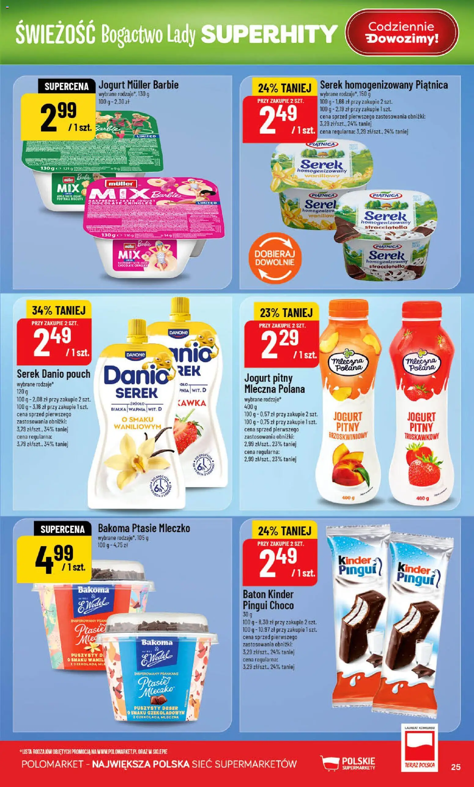 POLOmarket gazetka od 17.06.2026 | Strona: 25 | Produkty: Serek homogenizowany, Serek, Ptasie mleczko, Czekolada