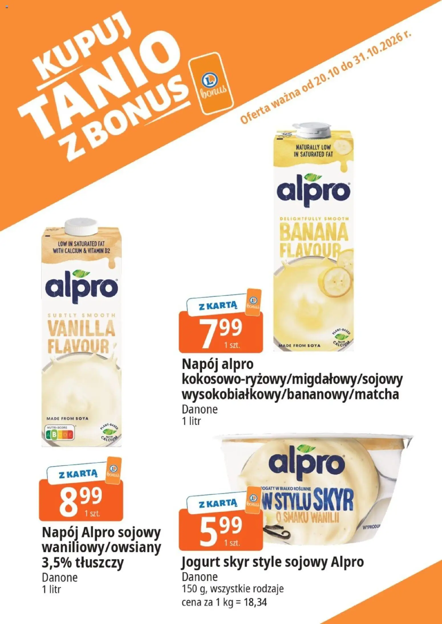 E.Leclerc gazetka - Kupuj Tanio Z Bonus od 20.10.2026 | Strona: 7 | Produkty: Karta, Alpro, Białko, Jogurt