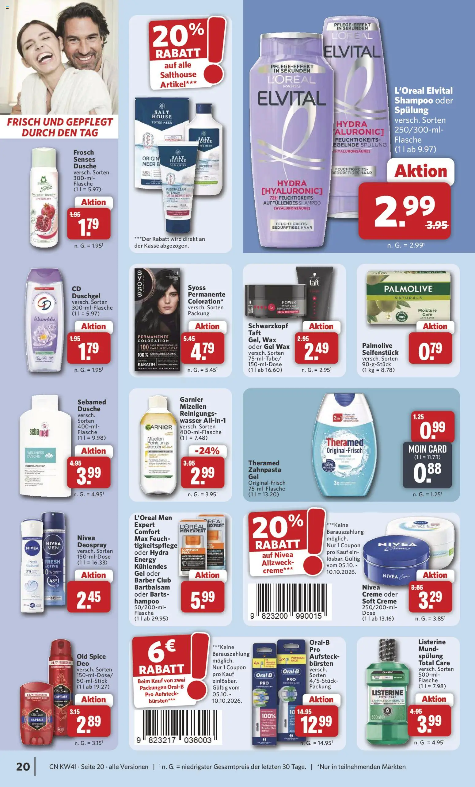 Combi Prospekt – gültig ab 05.10.2026 | Seite: 20 | Produkte: Shampoo, Spülung, Deospray, Listerine