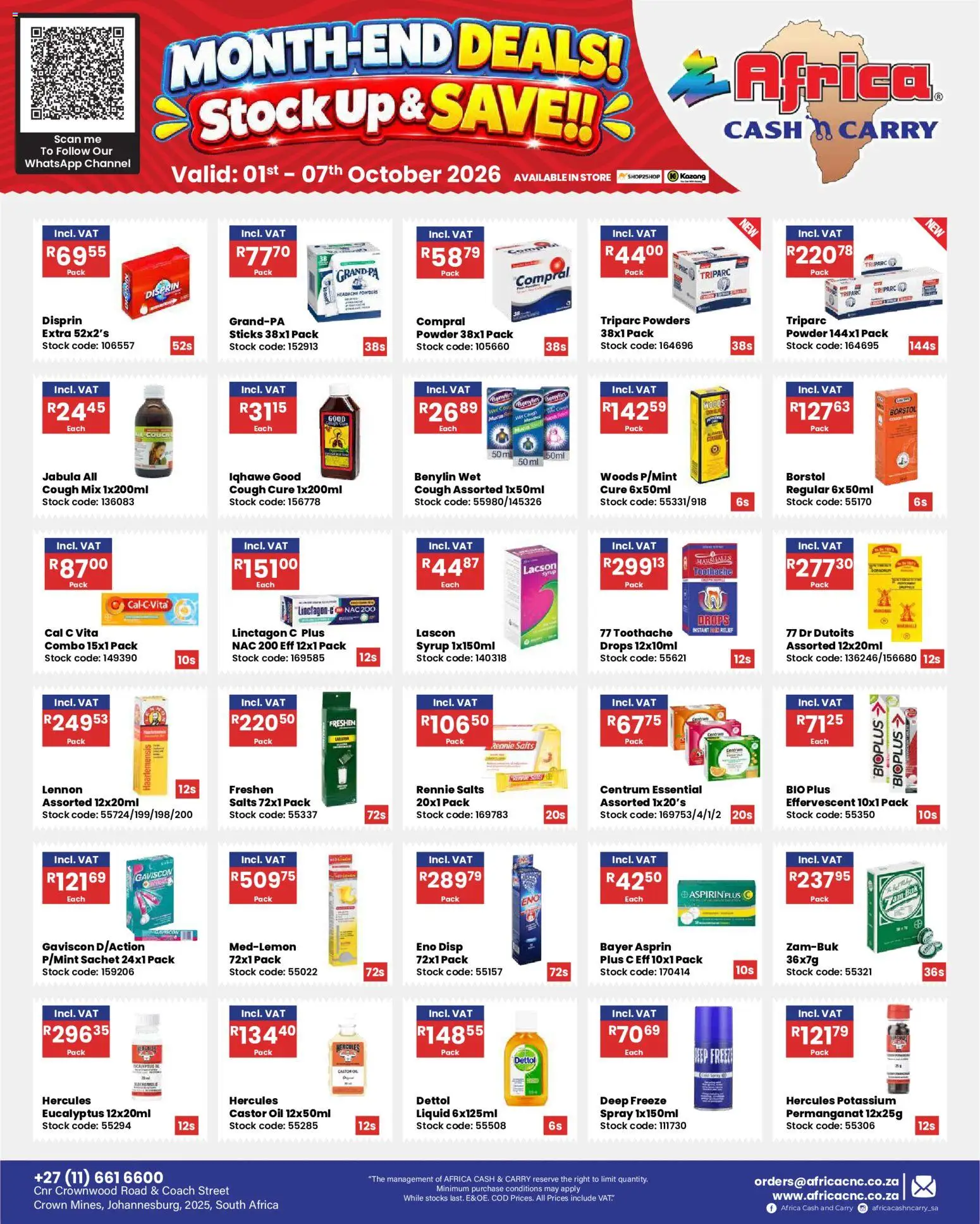 New Africa Cash & Carry catalogue – valid from 01/10/2026 | Page: 8 | Products: Oil, Powder, Stock, Syrup