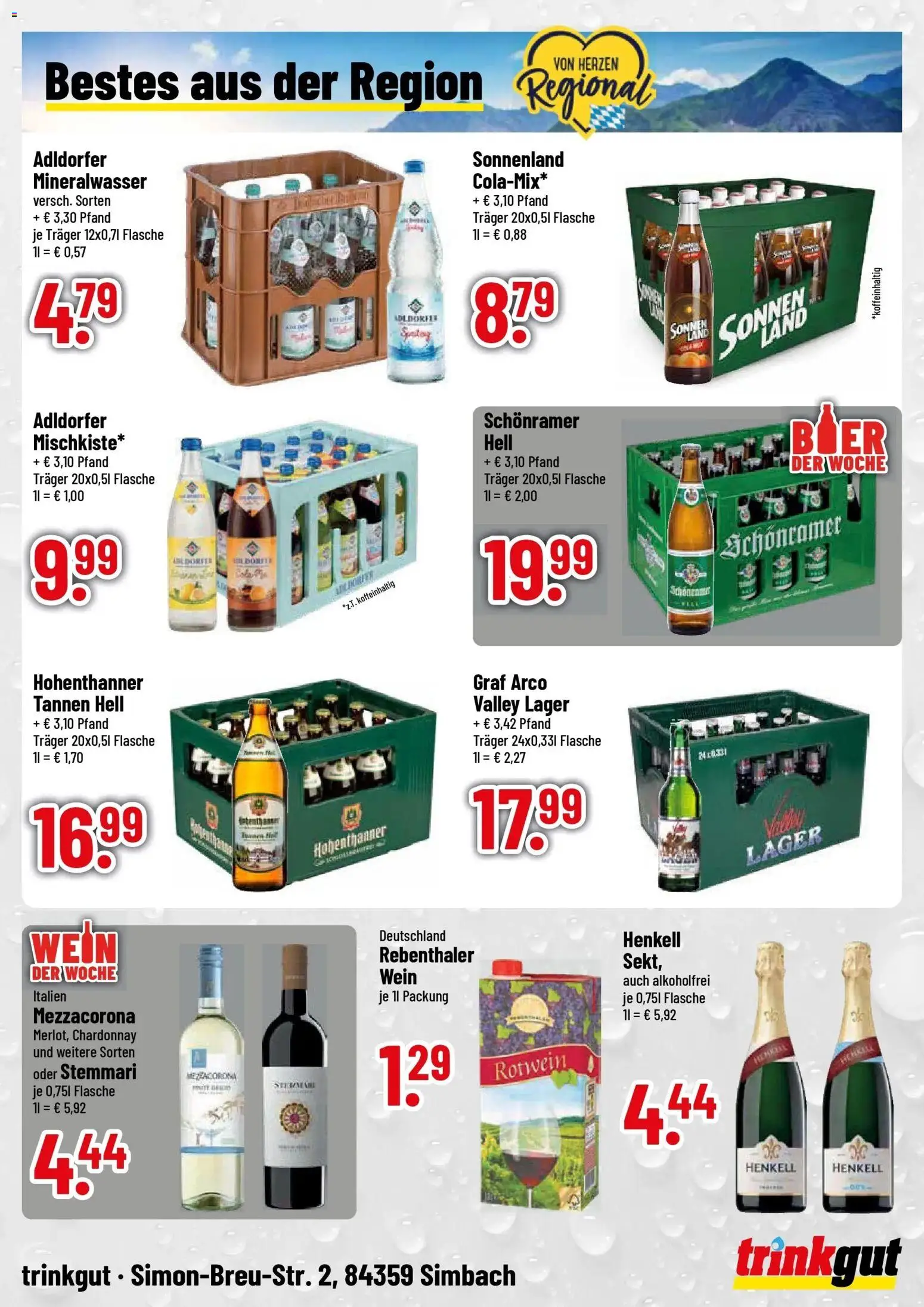 Trinkgut Prospekt Simbach/Inn (ab 19.10.2026) » Angebote online | Seite: 4 | Produkte: Rotwein, Mineralwasser, Wein