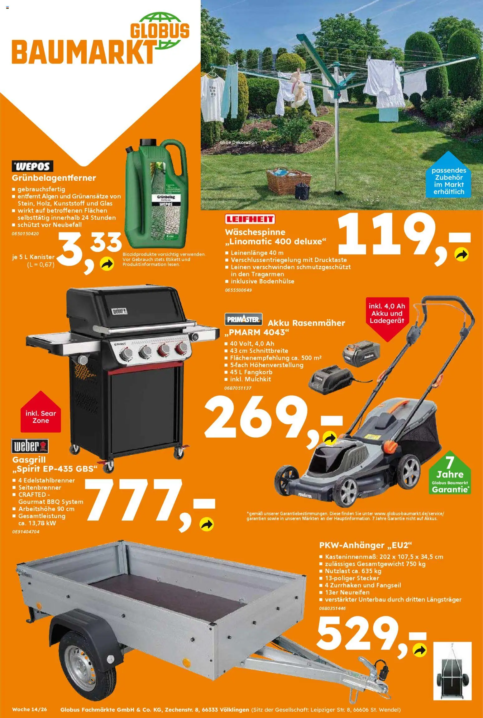 Globus Baumarkt Prospekt 	 – gültig ab 30.03.2026 | Seite: 16 | Produkte: Rasenmäher, Ladegerät