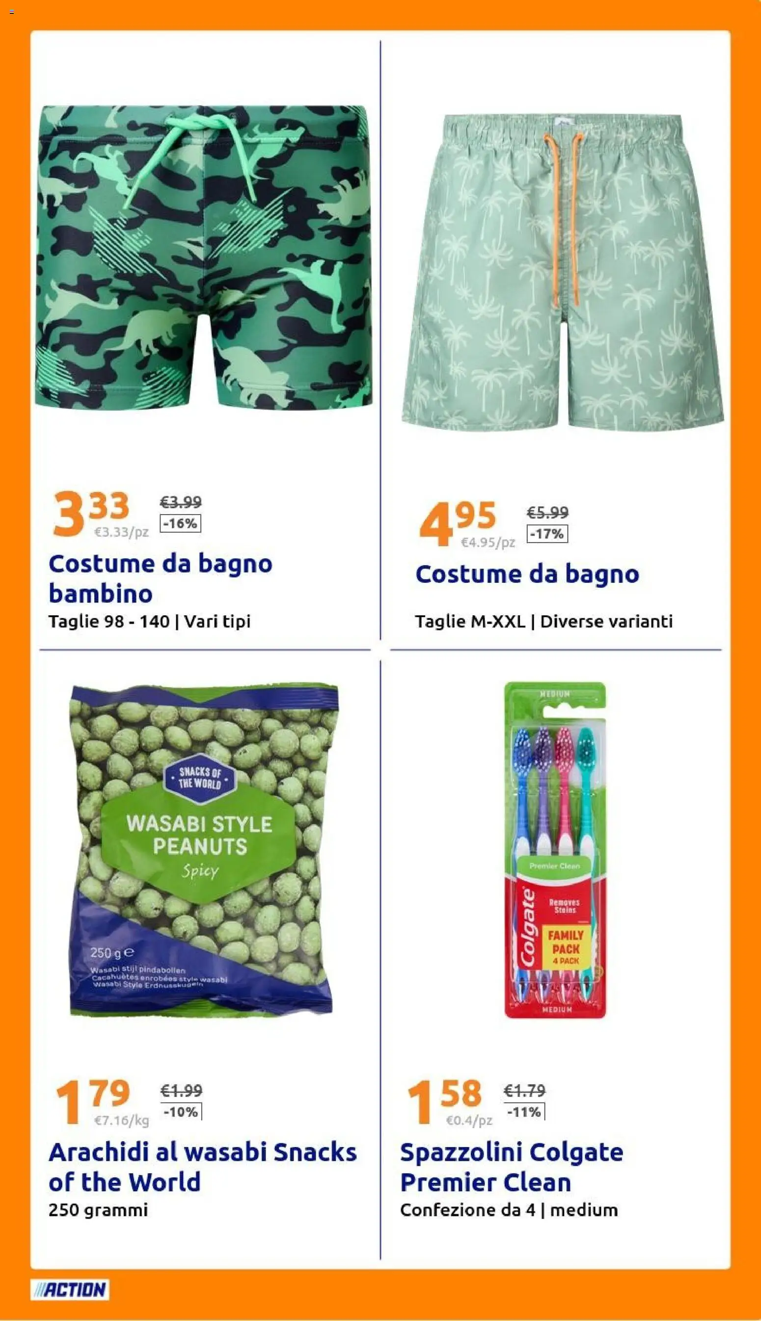 Volantino Action del 08/07/2026 | Pagina: 21 | Prodotti: Costume da bagno, The, Arachidi, Bagno